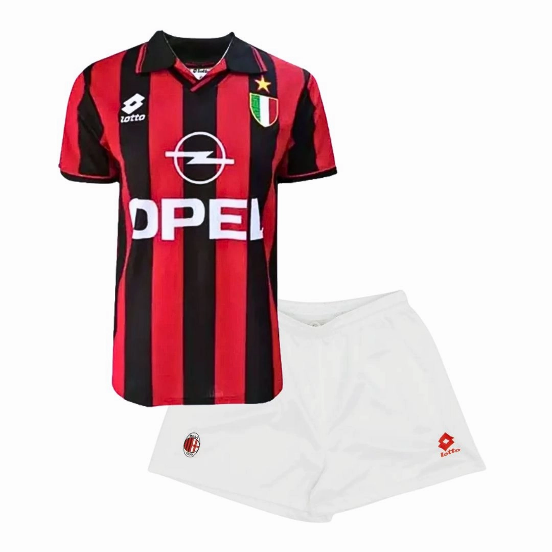 Reflective details 1996/97 AC Milan Home Jersey Kids Retro Edition