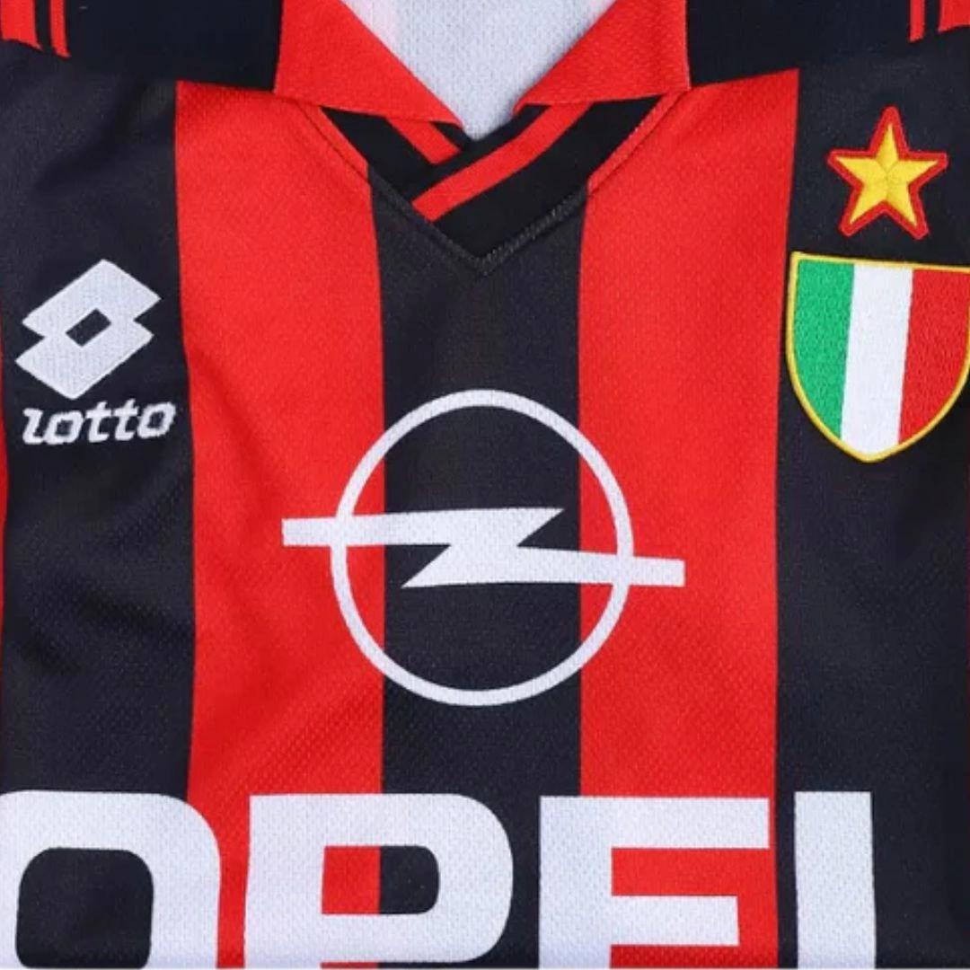 1996/97 AC Milan Home Jersey Kids Retro Edition Stretch Fabric Technology