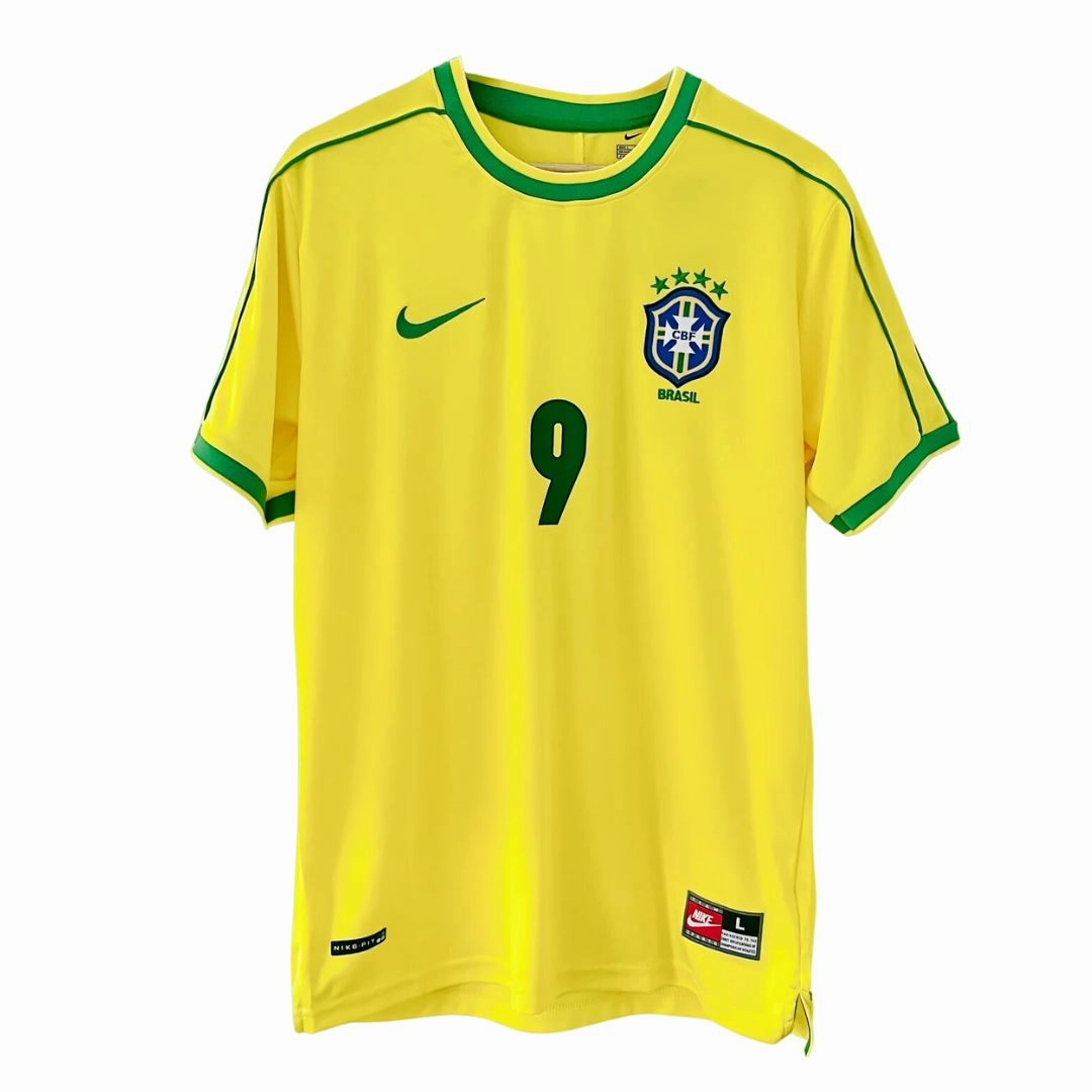 Non Binding Edgework 1998 Brazil Home Jersey Ronaldo 9