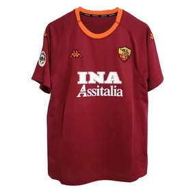 2000/01 AS Roma Home Jersey High Elasticity Cloth Bonded Stitch Details