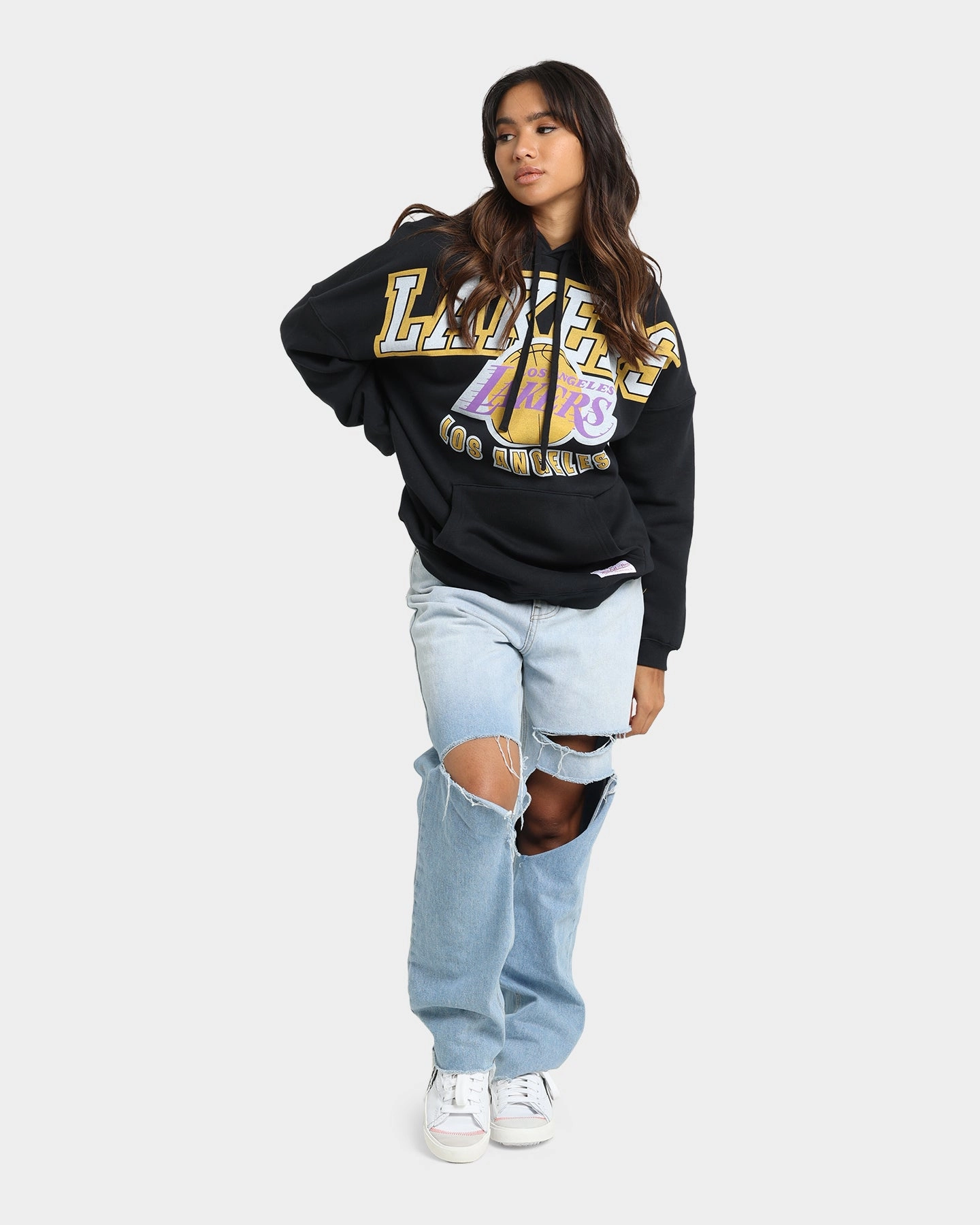 Mitchell & Ness Los Angeles Lakers XL Invert Arch Vintage Hoodie Faded Black suitable for product launches