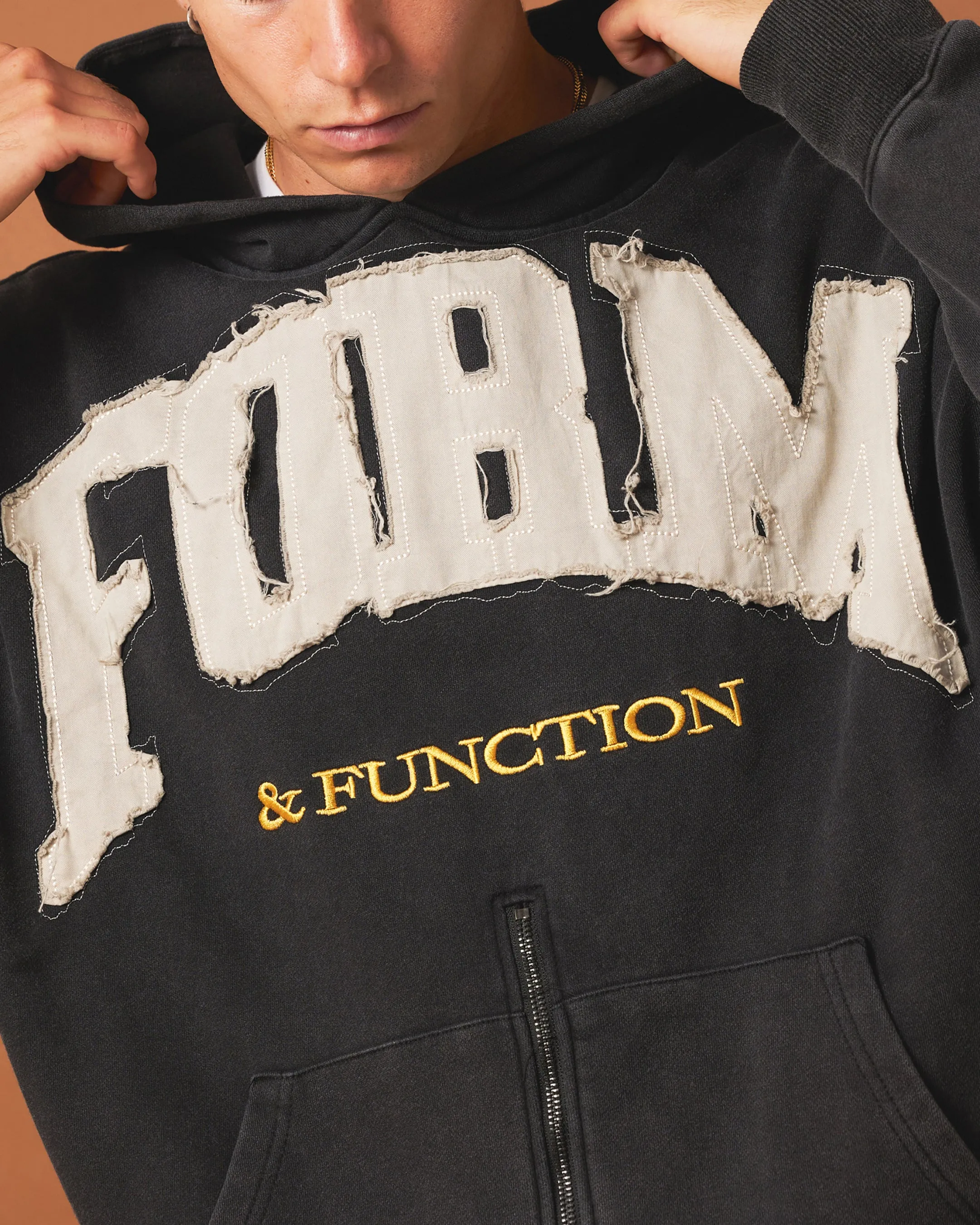 Heavyweight 404 Bottom Zip Form Hoodie Washed Charcoal