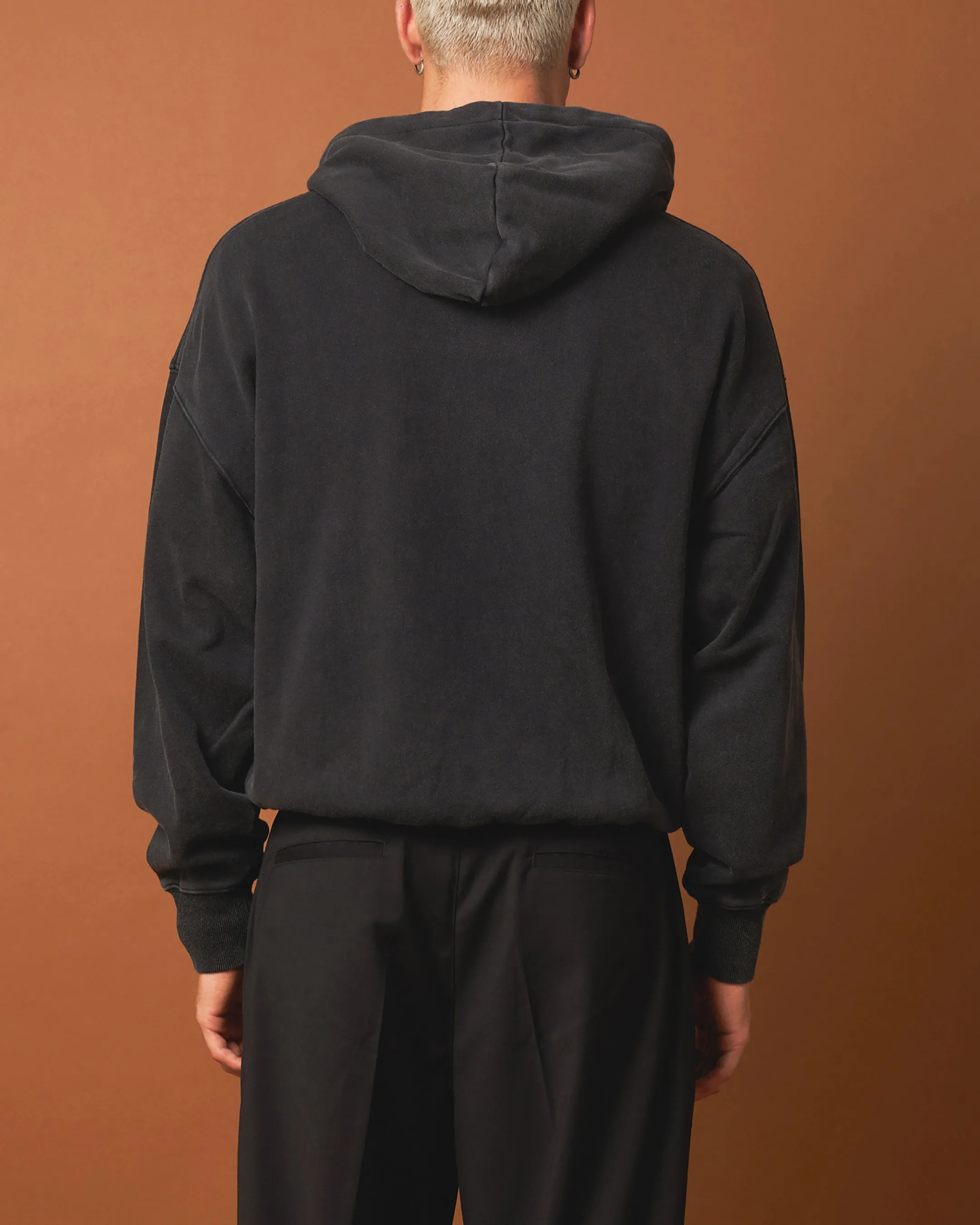 Versatile Wear 404 Bottom Zip Form Hoodie Washed Charcoal