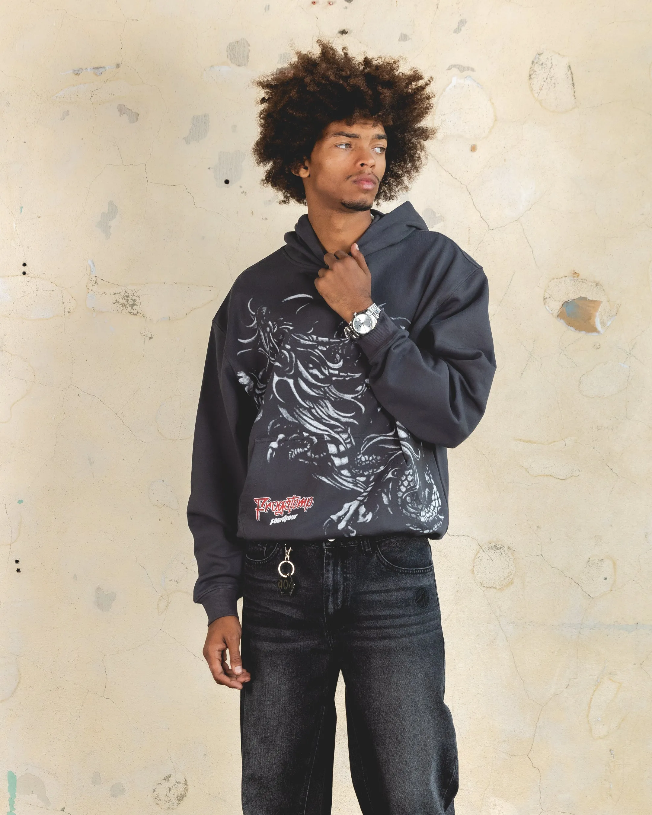 Chic Style 404 Dragon Hoodie Charcoal