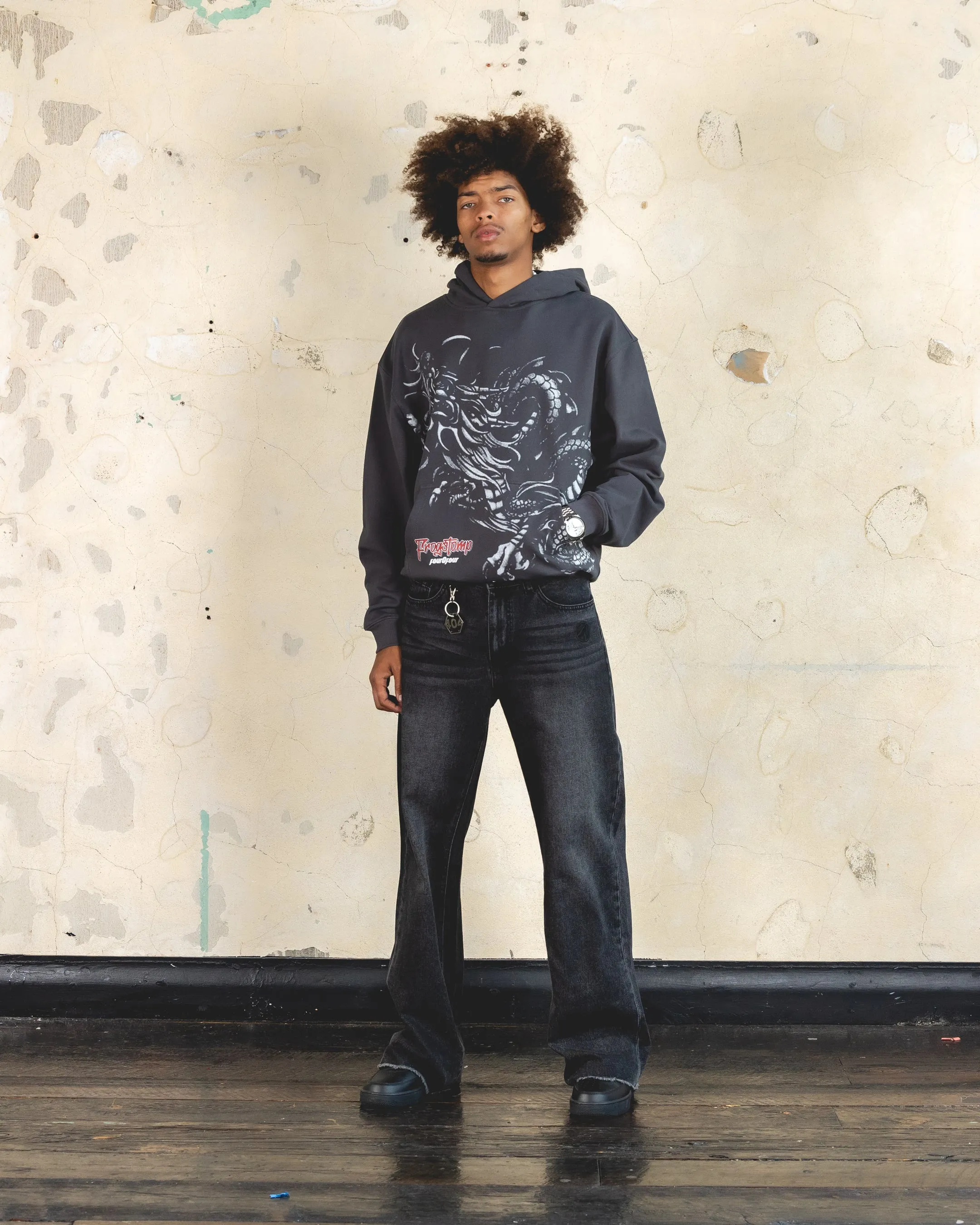 404 Dragon Hoodie Charcoal Stretchable