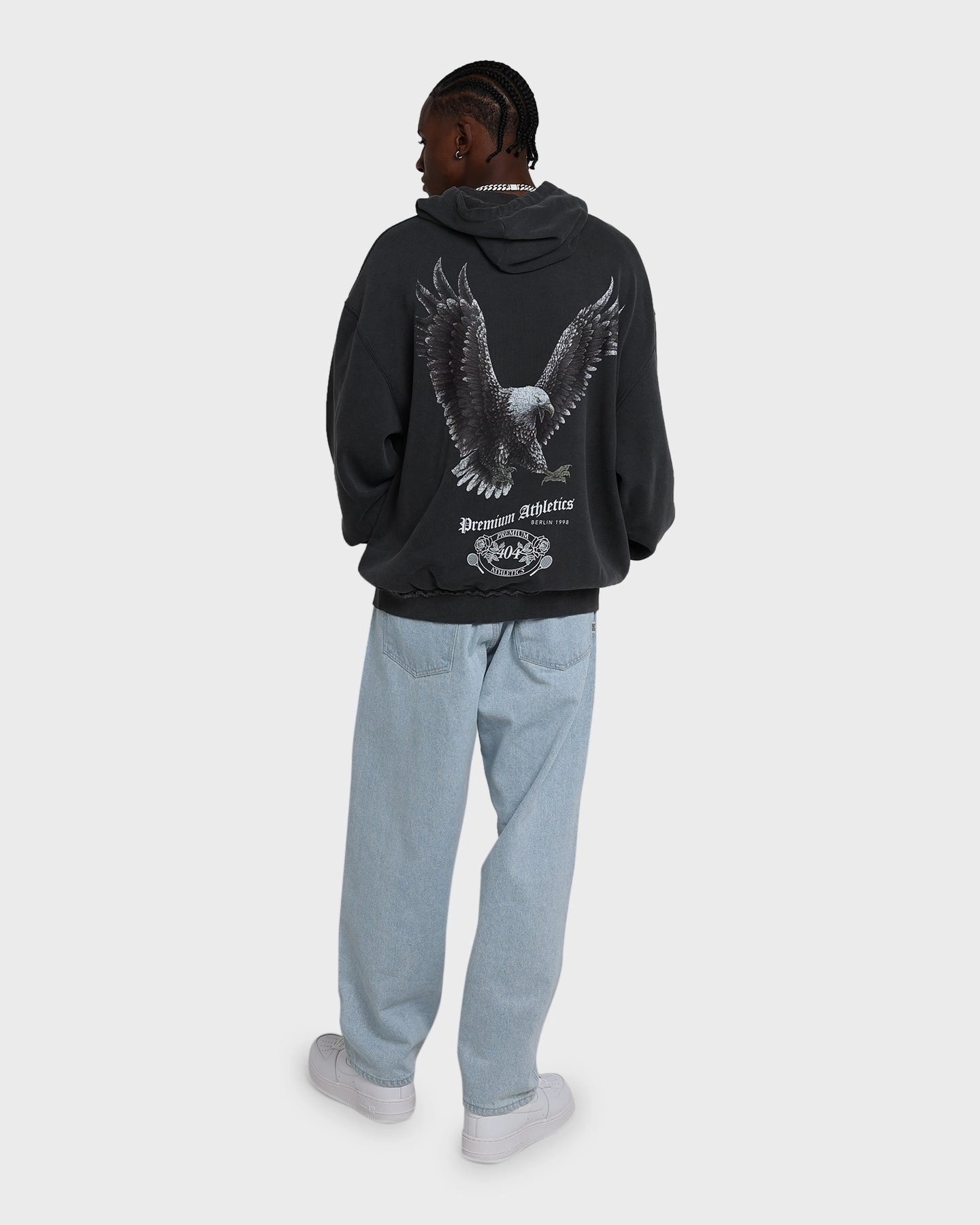 404 Flight Vintage Hoodie Charcoal Stretch Knit Fabric high-end