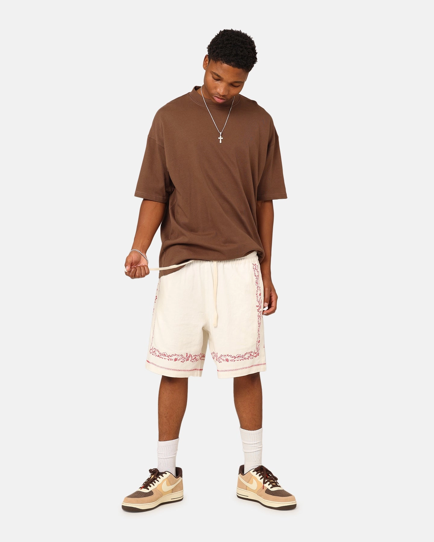 camisole checkered pattern 404 Frontier Linen Blend Shorts Off White