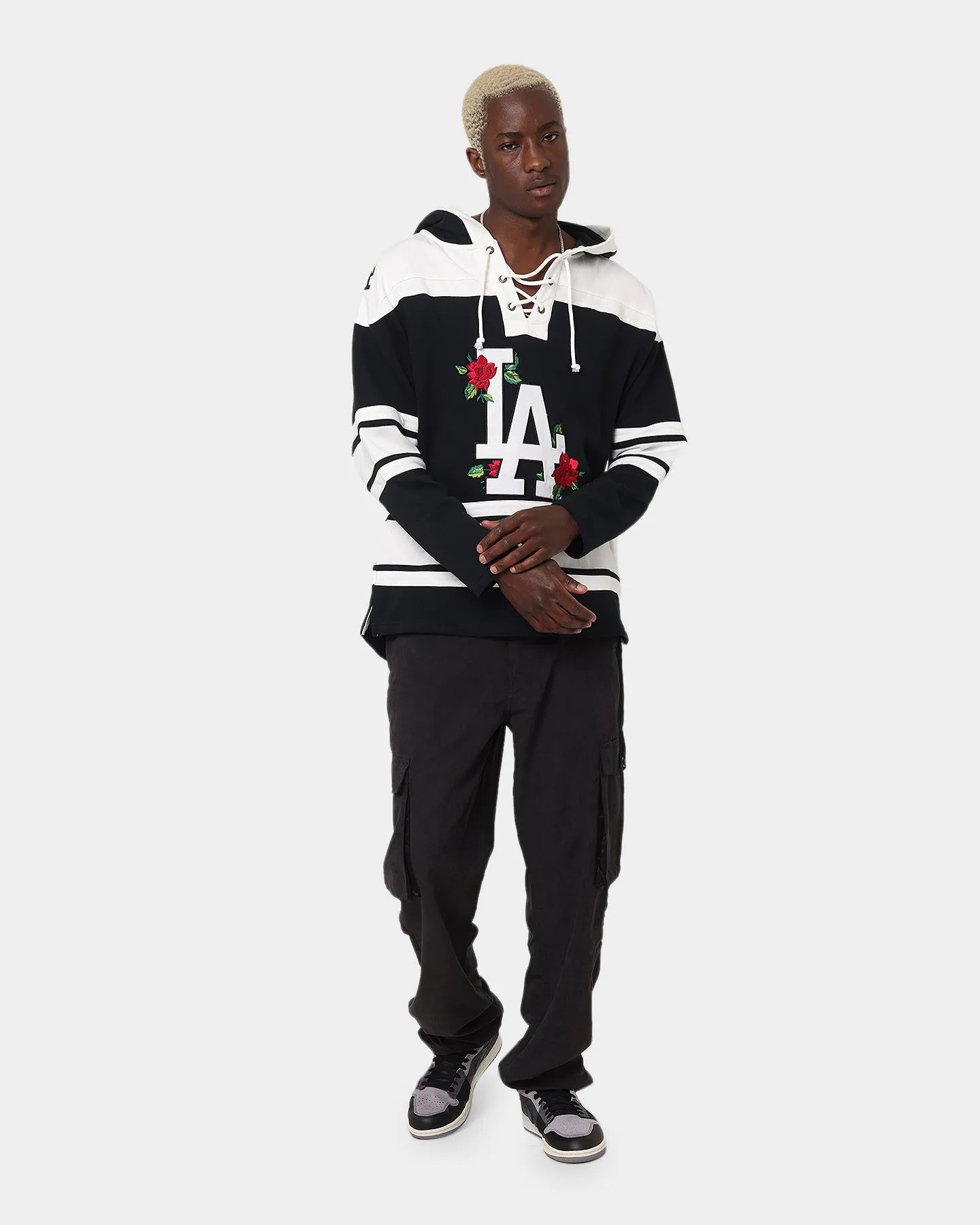 Street Cool Skinny Fit 47 Brand Los Angeles Dodgers Superior Lacer Hoodie Black