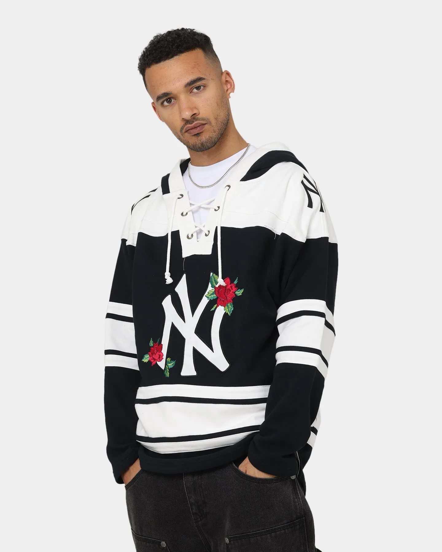 47 Brand New York Yankees Superior Lacer Hoodie Black Low Profile Fasteners