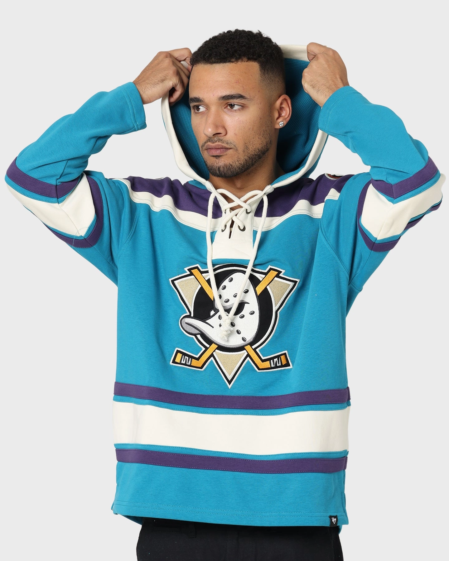 47 Brand Anaheim Ducks Lacer Hoodie Purple/Sharks Teal WaterproofSeams