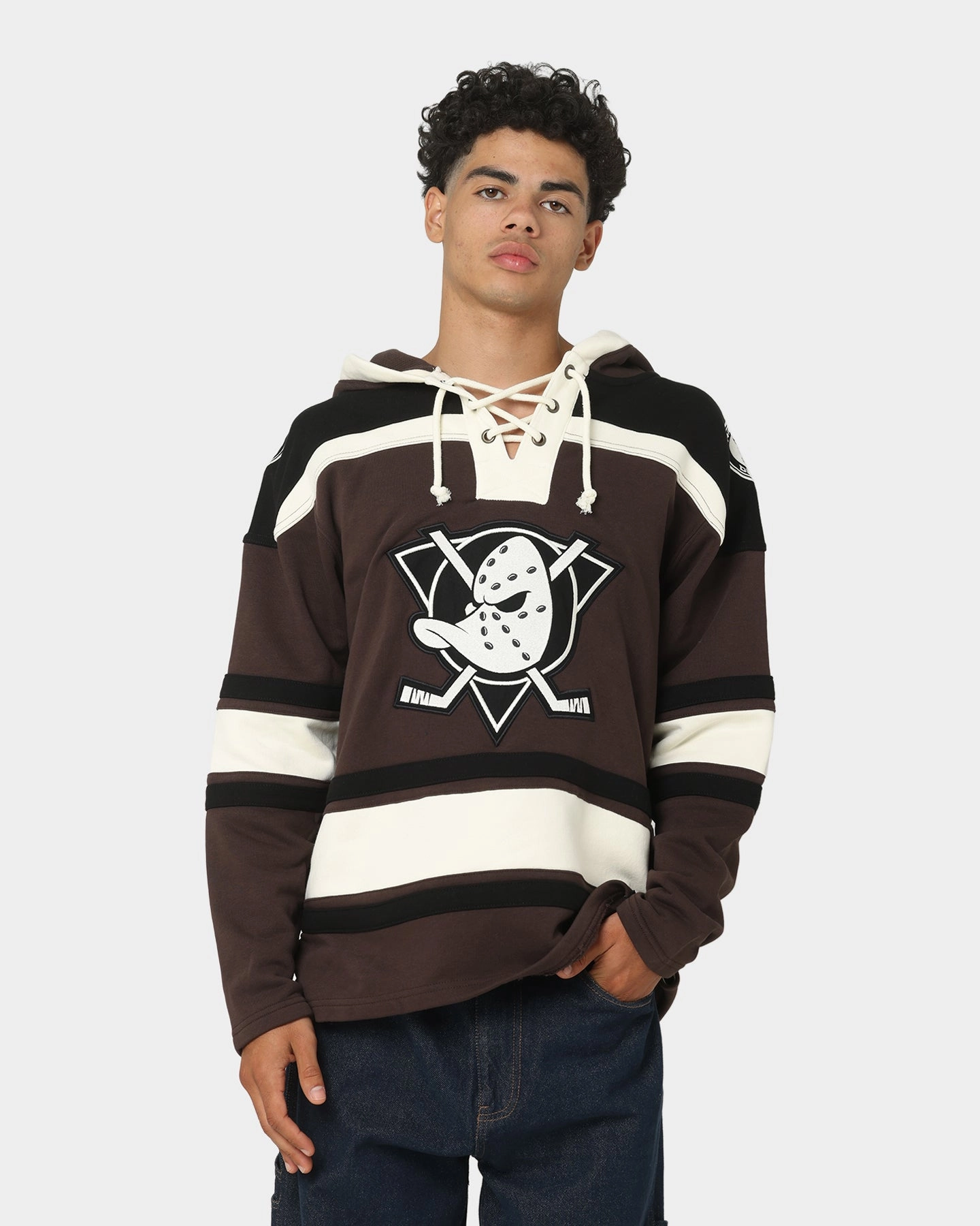 Reflective Trim 47 Brand Anaheim Ducks Superior Lacer Hoodie Brown