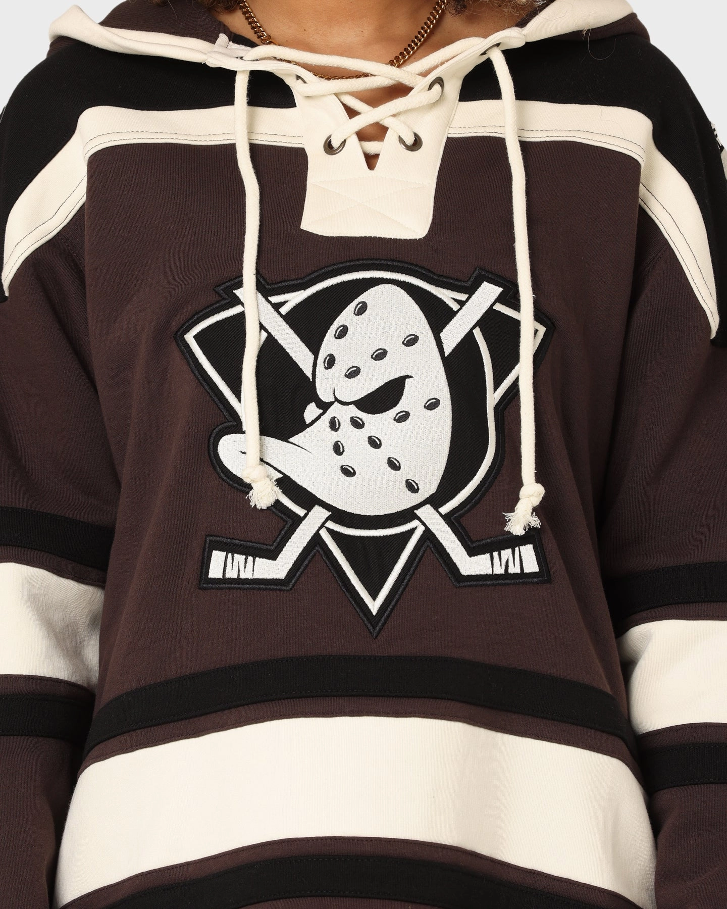 47 Brand Anaheim Ducks Superior Lacer Hoodie Brown Double Layered Insulation