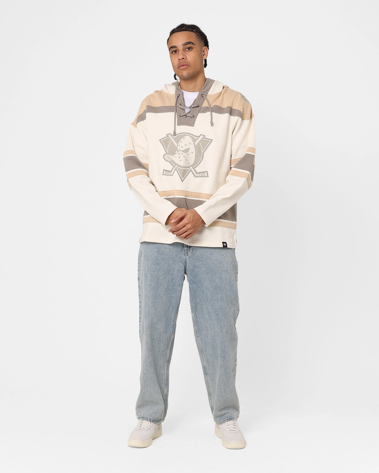 Side Pockets 47 Brand Anaheim Ducks Superior Lacer Hoodie Cream/Khaki
