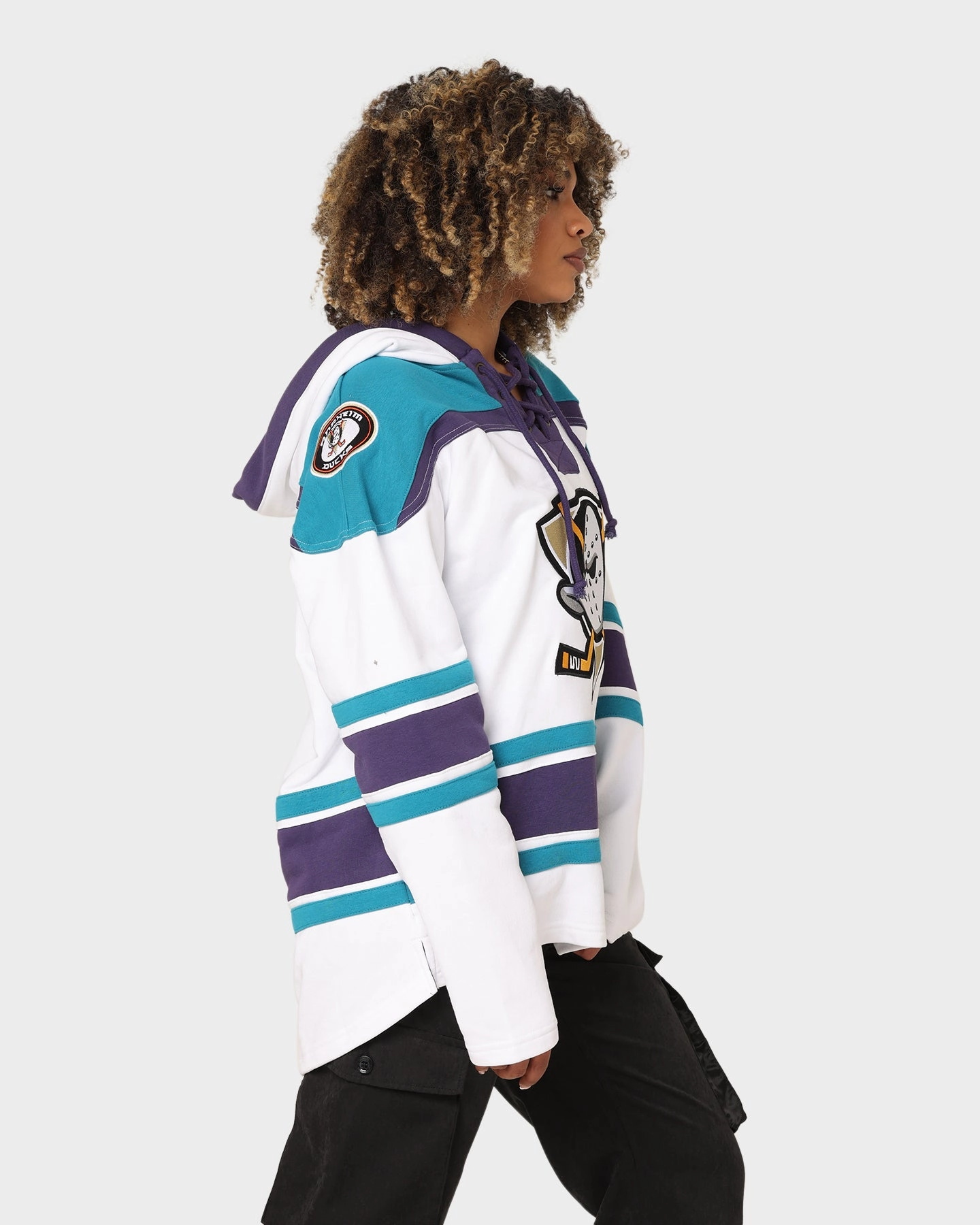 47 Brand Anaheim Ducks Superior Lacer Hoodie White Wash Choice Toothpaste