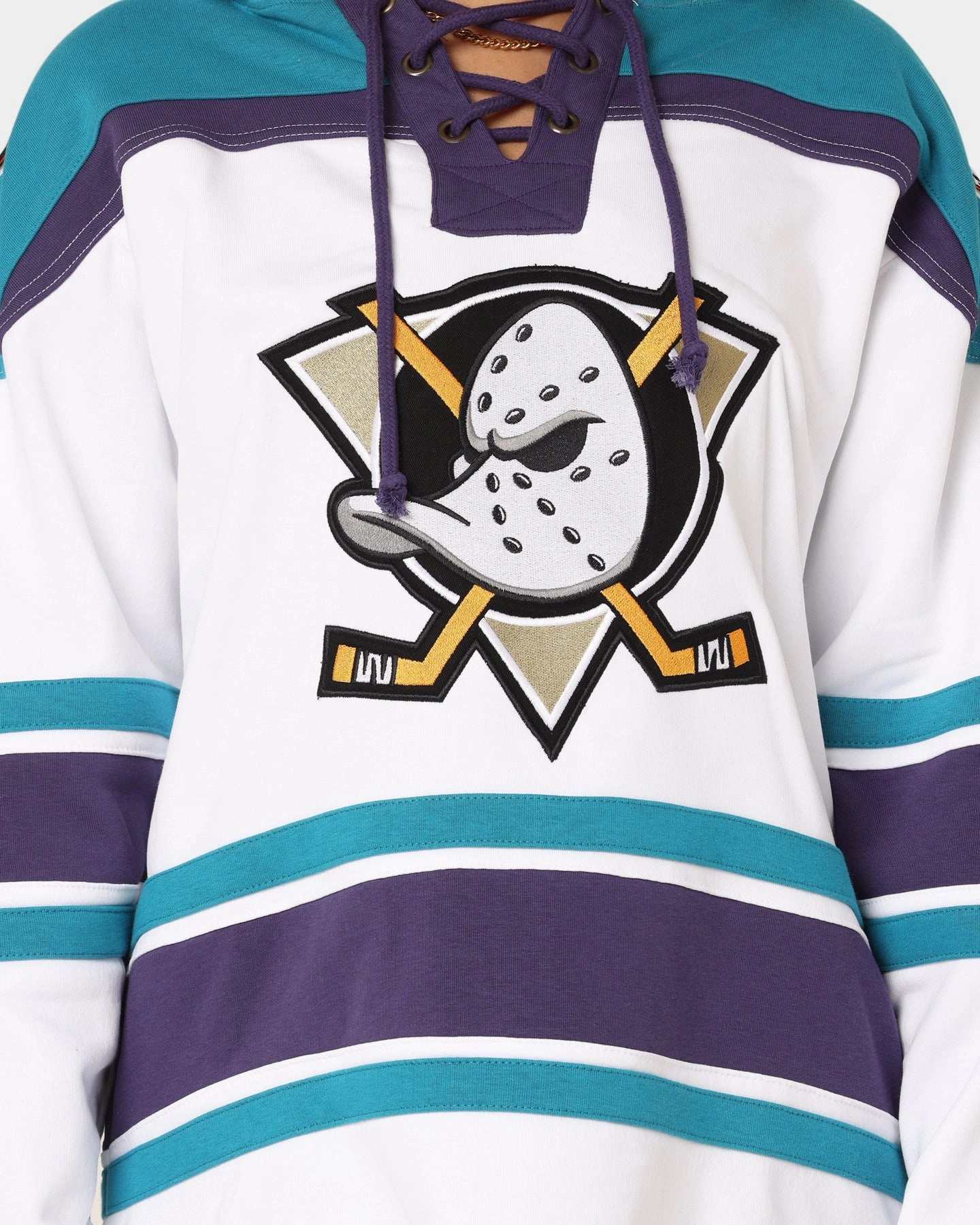 47 Brand Anaheim Ducks Superior Lacer Hoodie White Wash Machine-washable