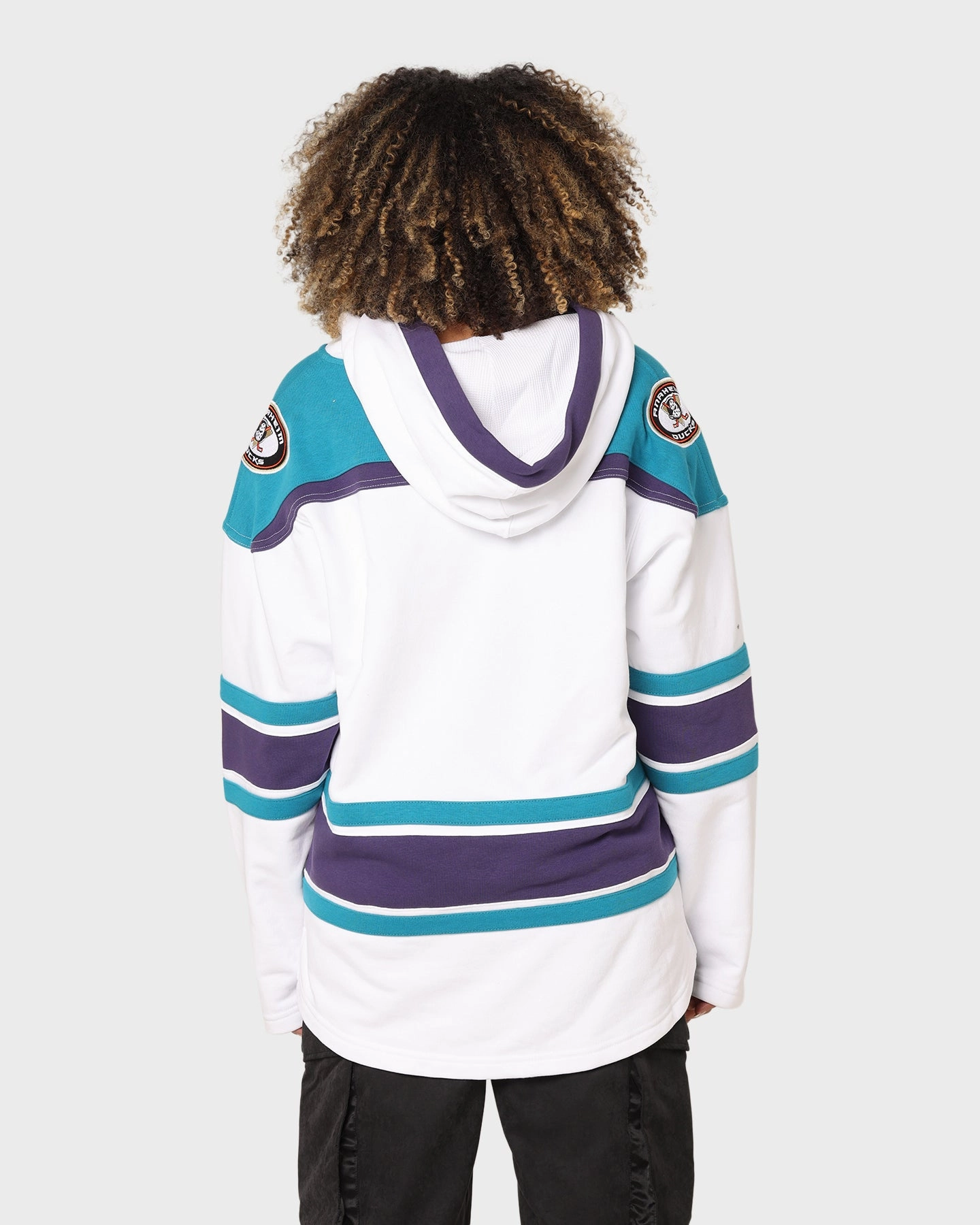 47 Brand Anaheim Ducks Superior Lacer Hoodie White Wash Zippered Closure mid-length