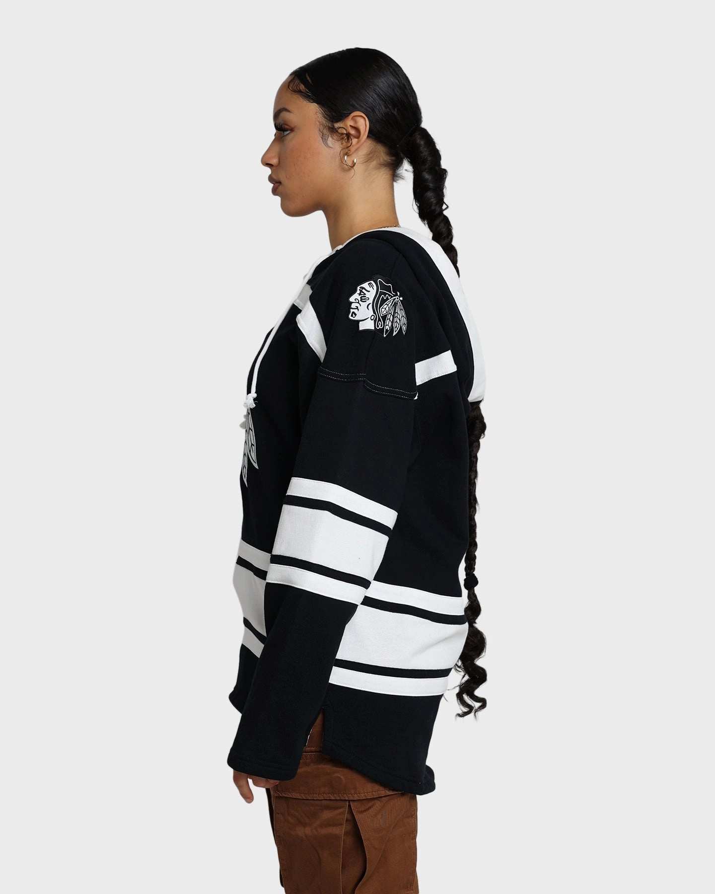 47 Brand Chicago Blackhawks Superior Lacer Hoodie Jet Black Connection Casual Outdoor Wear