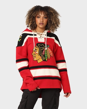 47 Brand Chicago Blackhawks Superior Lacer Hoodie Red Double layer fabric Magnetism