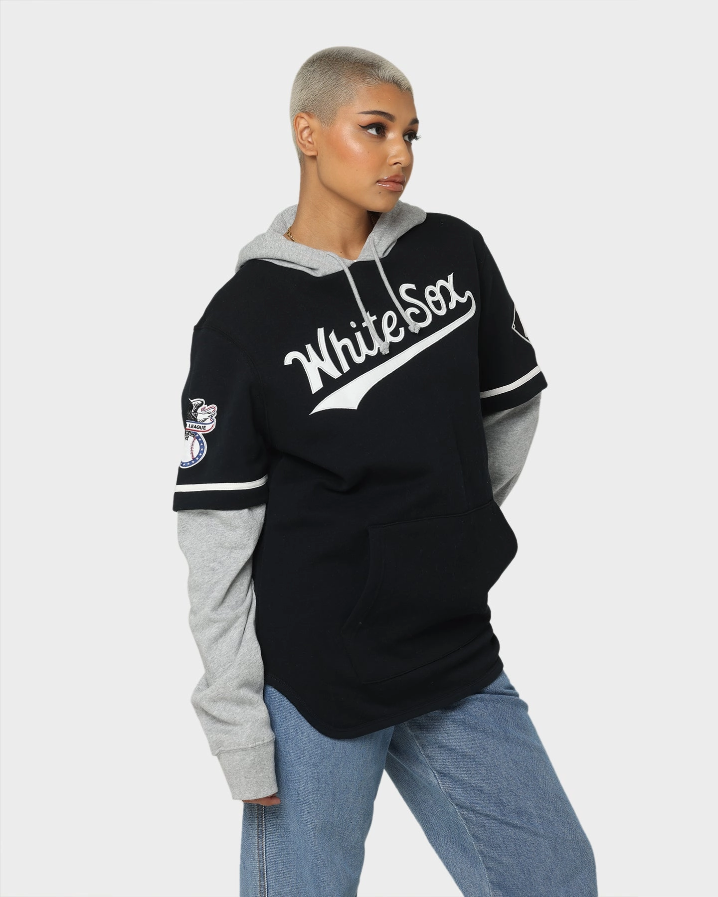 detachable sleeves Tactics 47 Brand Chicago White Sox Shortstop Hoodie Jet Black