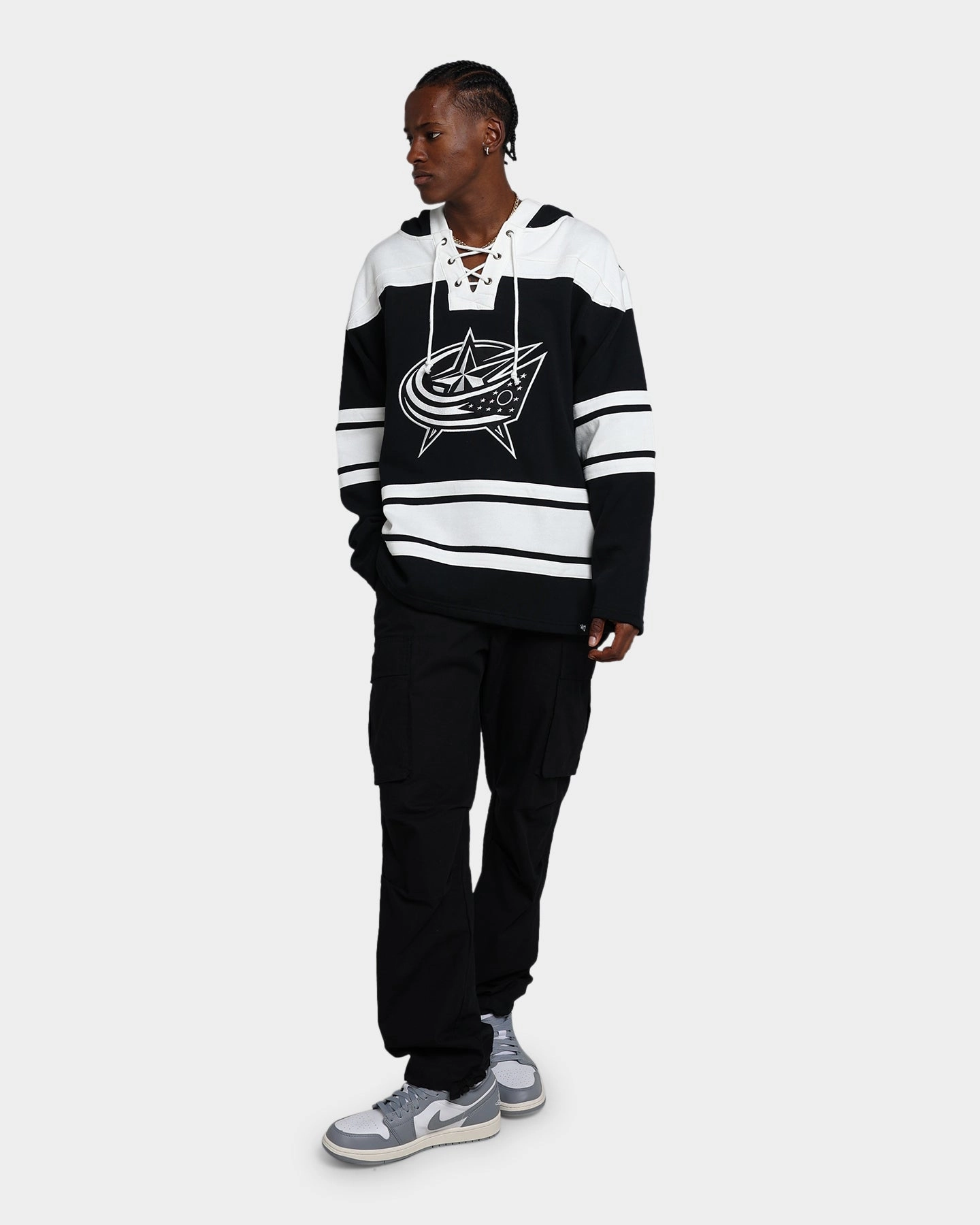 47 Brand Columbus Blue Jackets Superior Lacer Hoodie Jet Black Eye - Catching