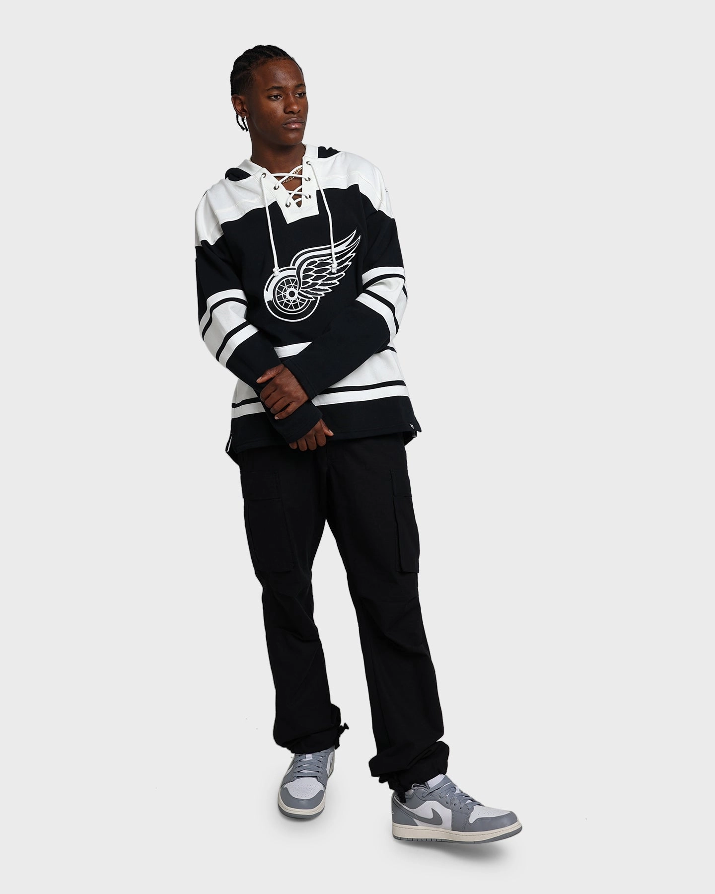 Double Layer Closure Soap 47 Brand Detroit Red Wings Superior Lacer Hoodie Jet Black