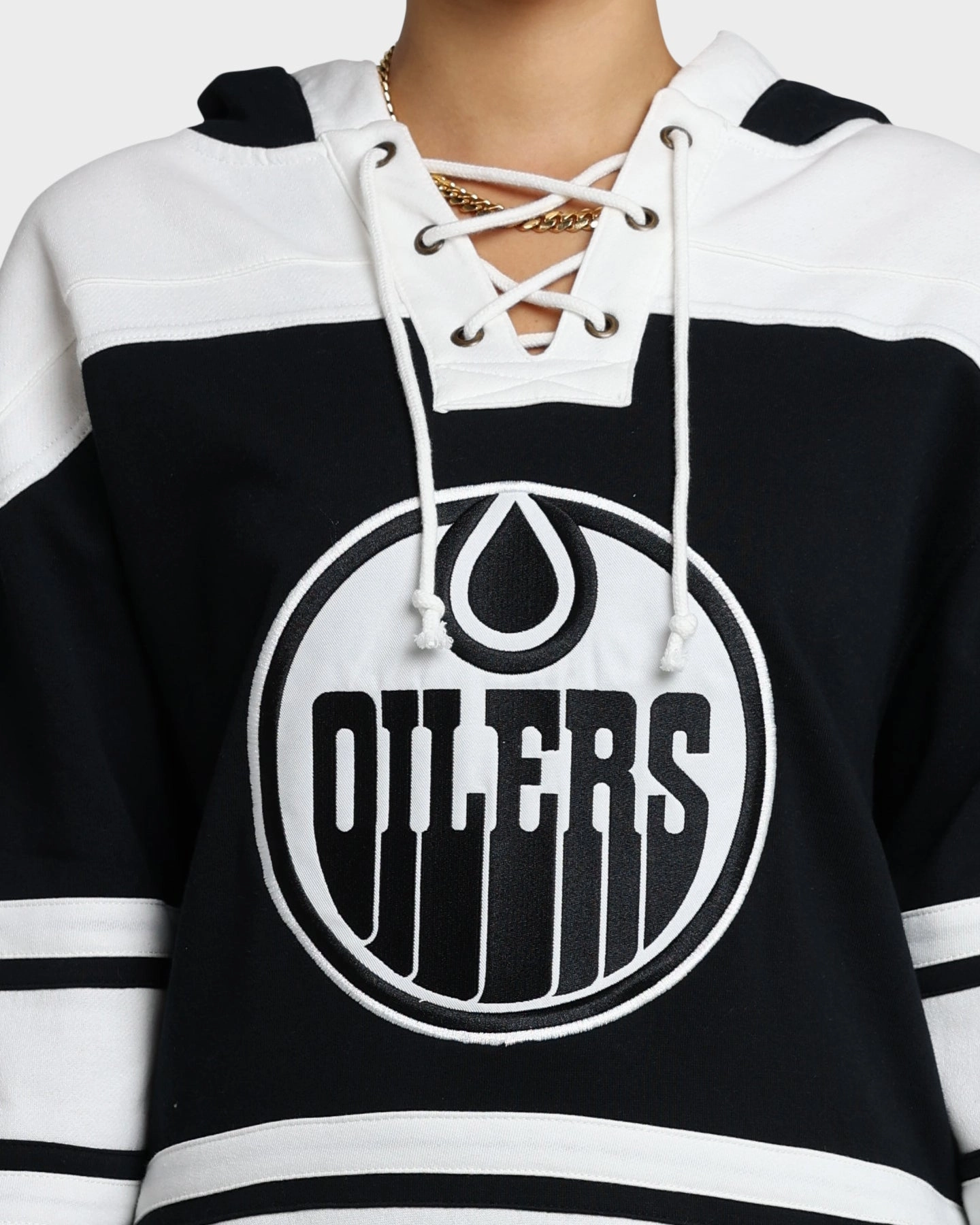 47 Brand Edmonton Oilers Superior Lacer Hoodie Jet Black Congratulate LayeredComfort