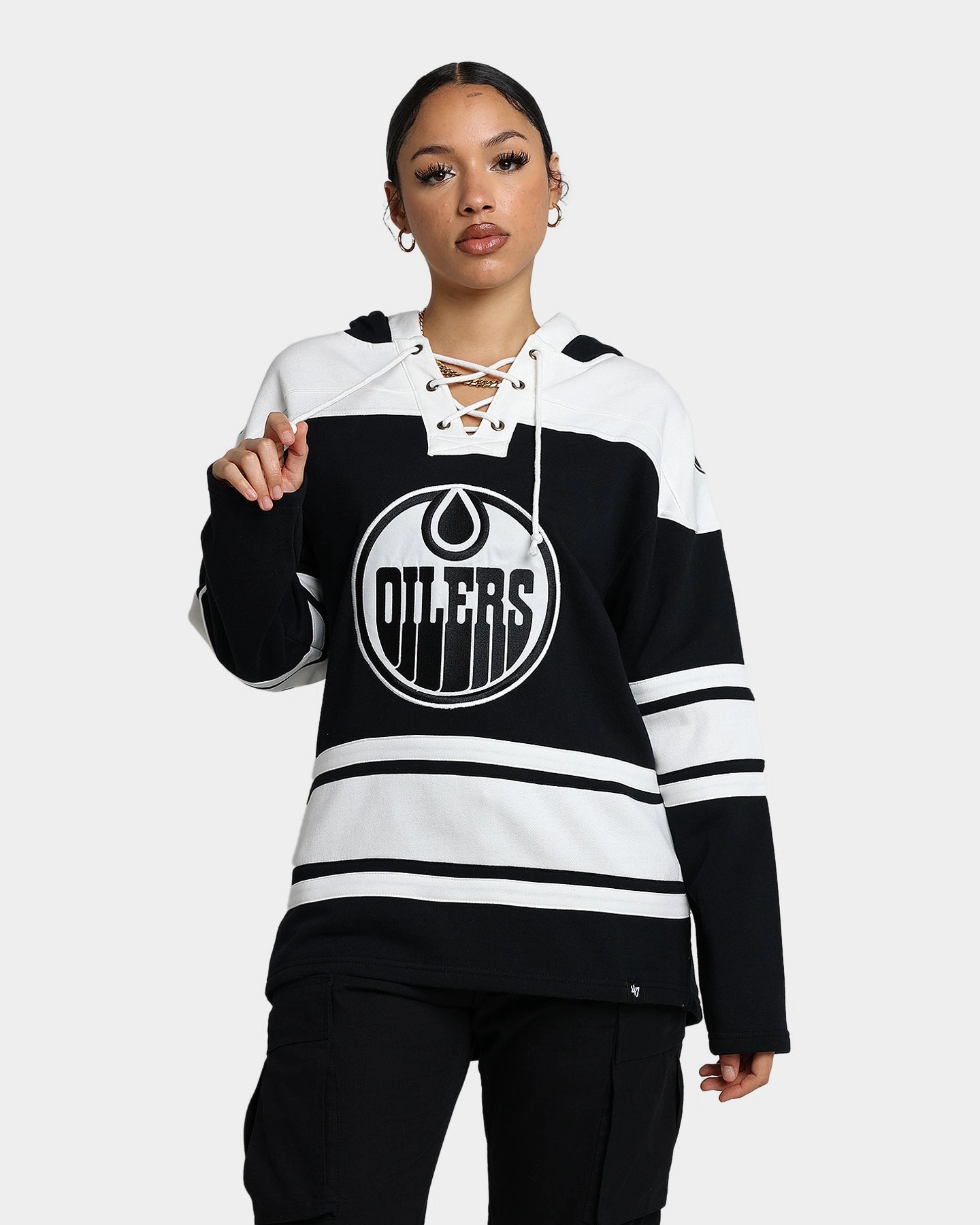 47 Brand Edmonton Oilers Superior Lacer Hoodie Jet Black No Bulk