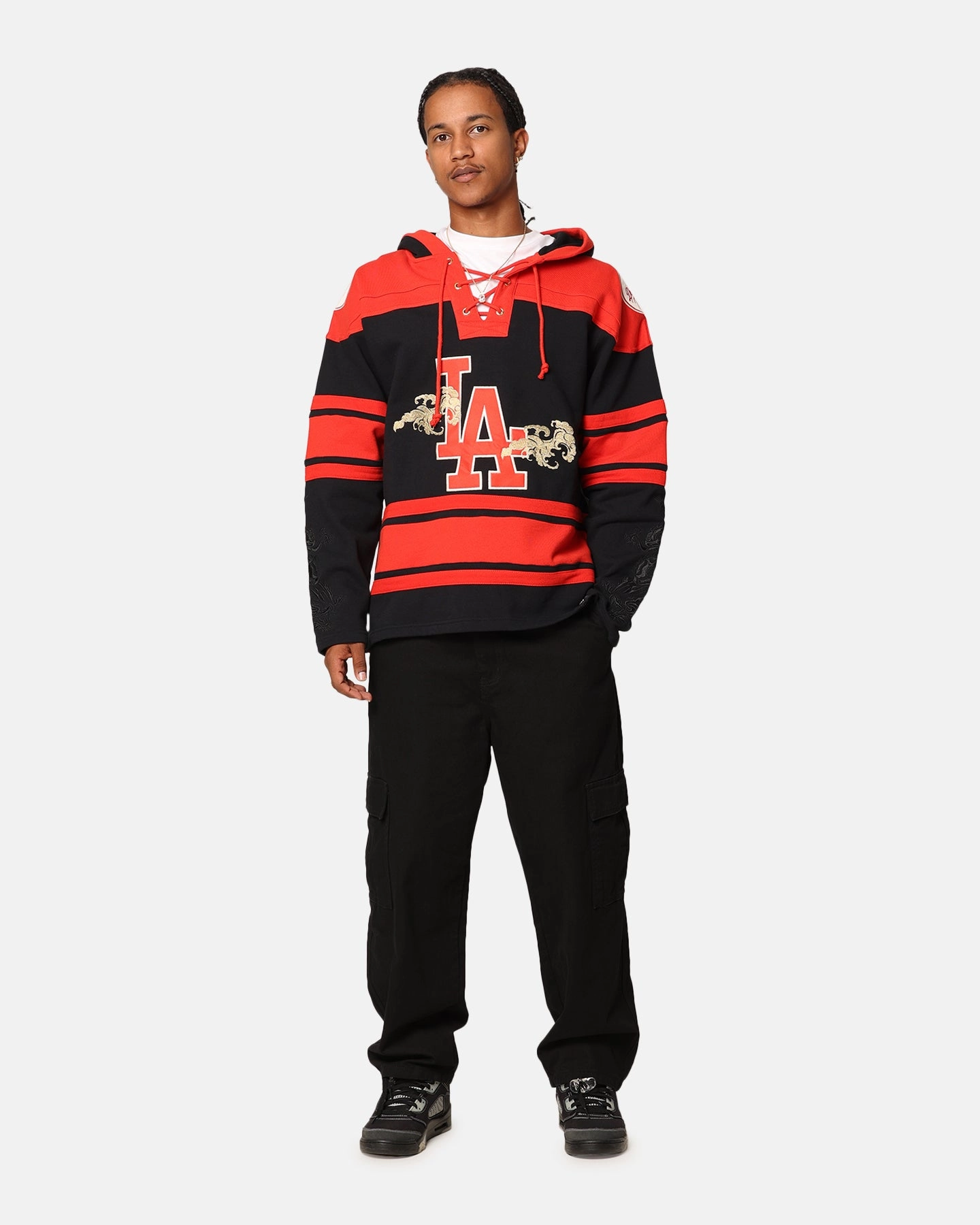 Lightweight Packable Build Eliminate 47 Brand Los Angeles Dodgers 'Year Of The Dragon' Lacer Hoodie Jet Black