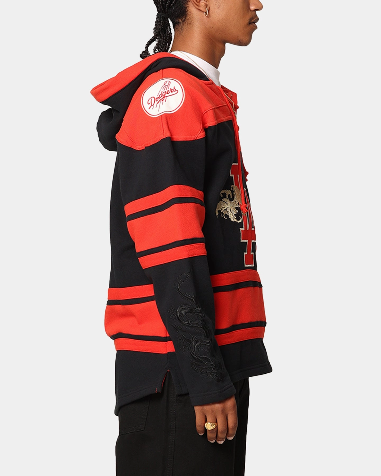 Earrings Fade Resistant Dye 47 Brand Los Angeles Dodgers 'Year Of The Dragon' Lacer Hoodie Jet Black