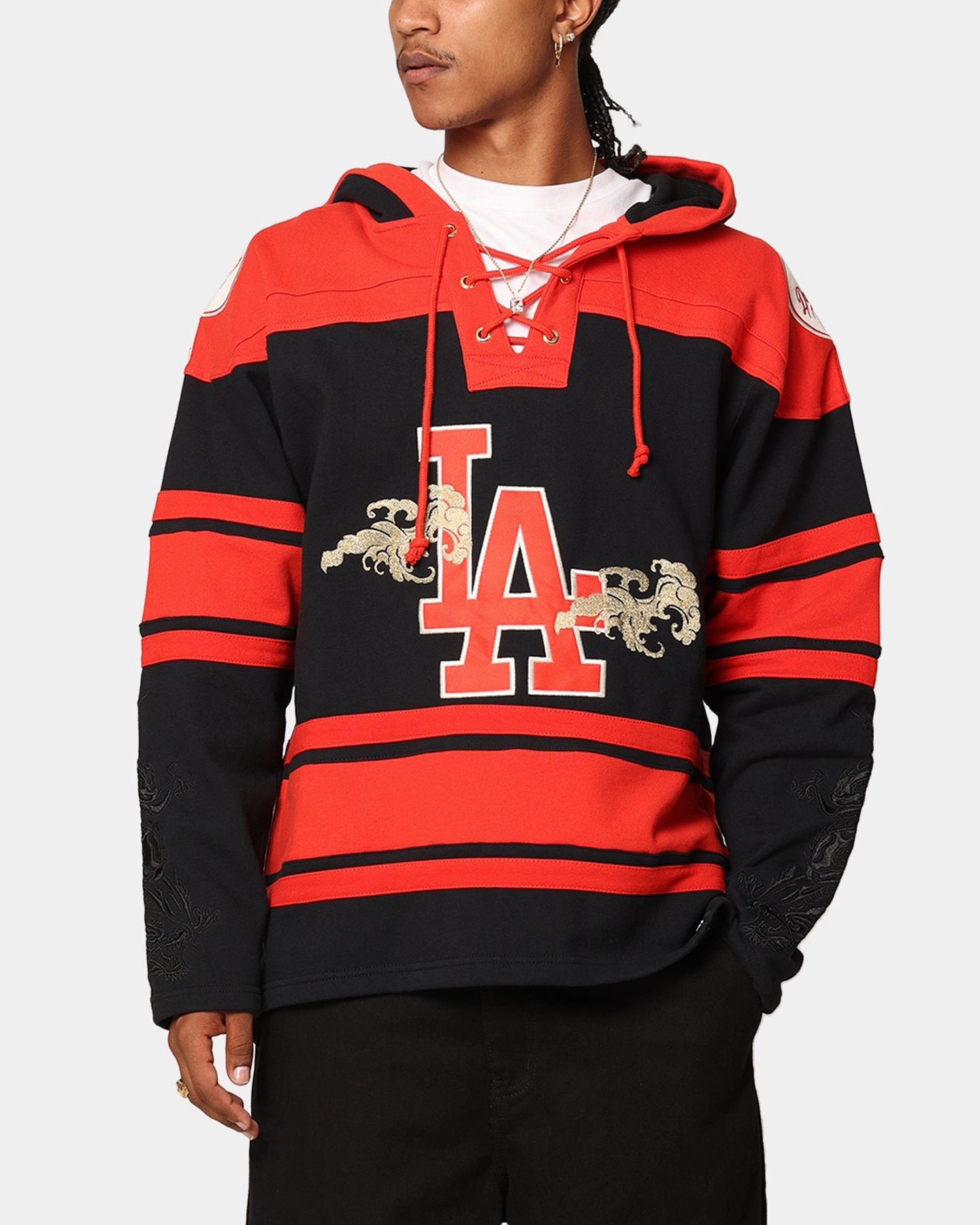 Compression Panels Contoured Fit 47 Brand Los Angeles Dodgers 'Year Of The Dragon' Lacer Hoodie Jet Black