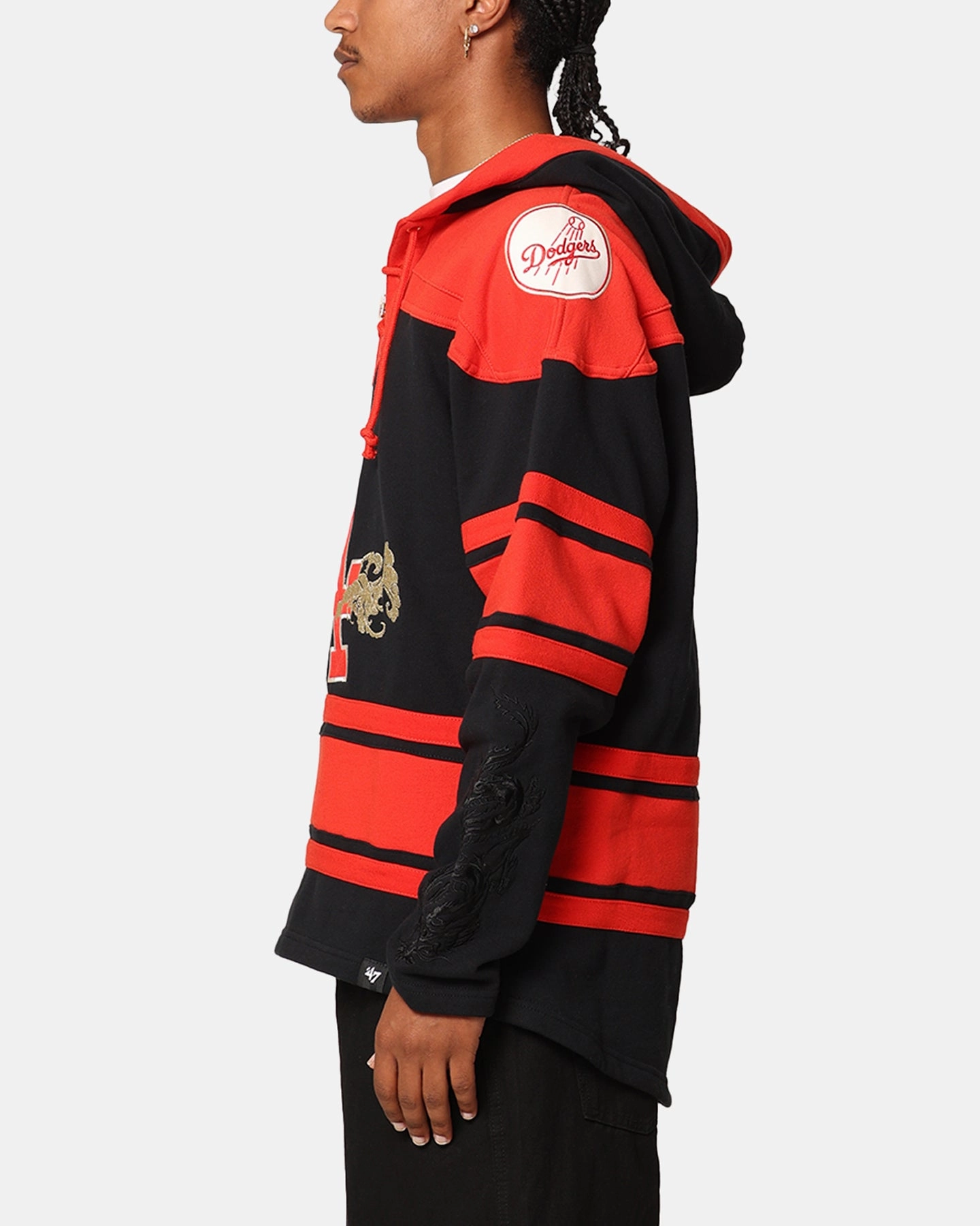 Stylish Warmth Heavy Duty Hardware 47 Brand Los Angeles Dodgers 'Year Of The Dragon' Lacer Hoodie Jet Black