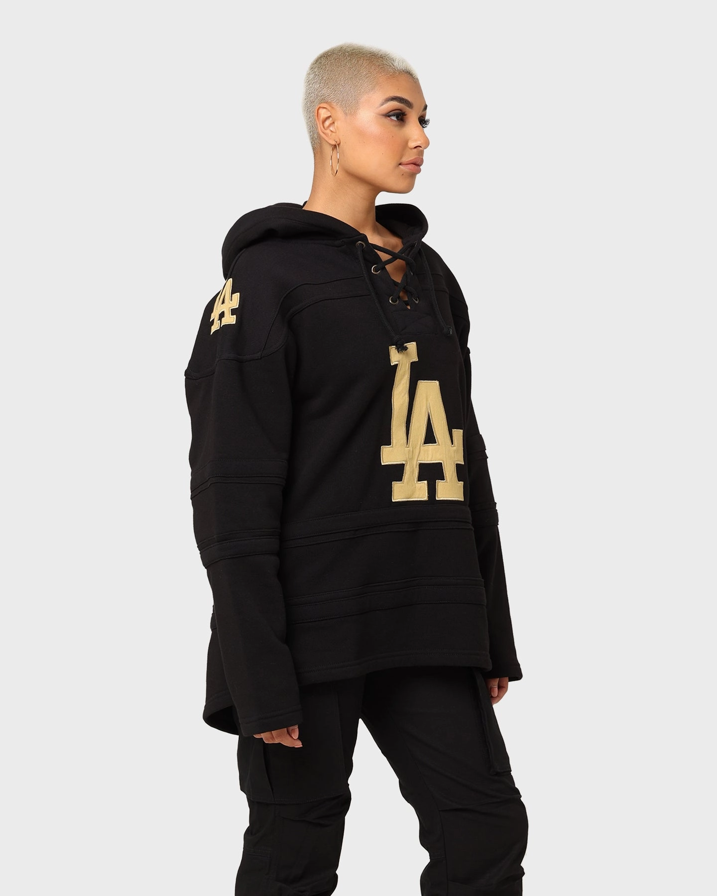 47 Brand Los Angeles Dodgers Superior Lacer Hoodie Black/Gold Internal Security Pocket Windproof Wear