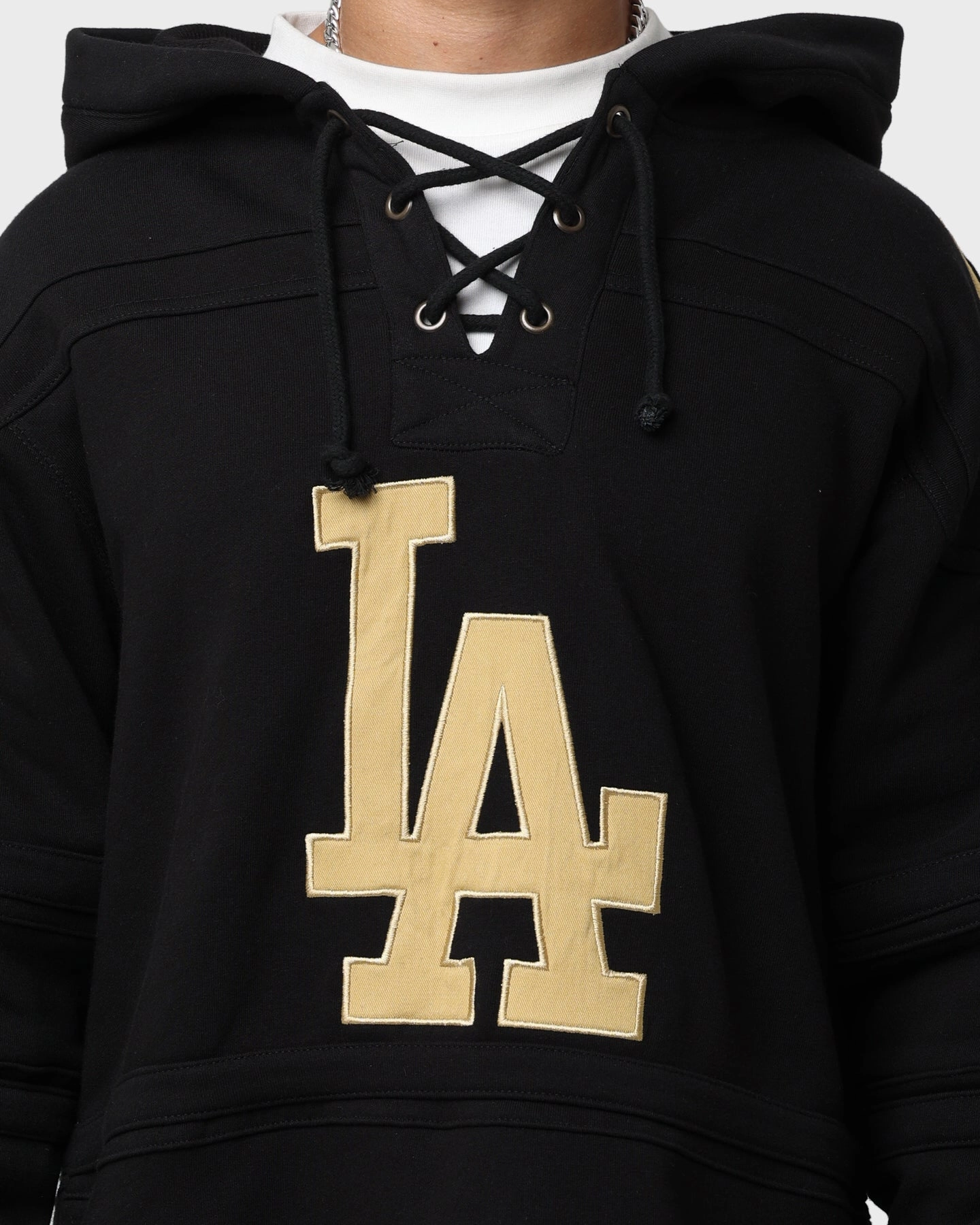 47 Brand Los Angeles Dodgers Superior Lacer Hoodie Black/Gold Short-sleeved