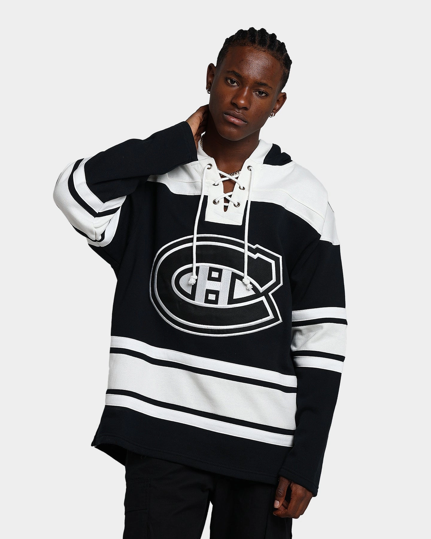 47 Brand Montreal Canadiens Superior Lacer Hoodie Jet Black Casual Style