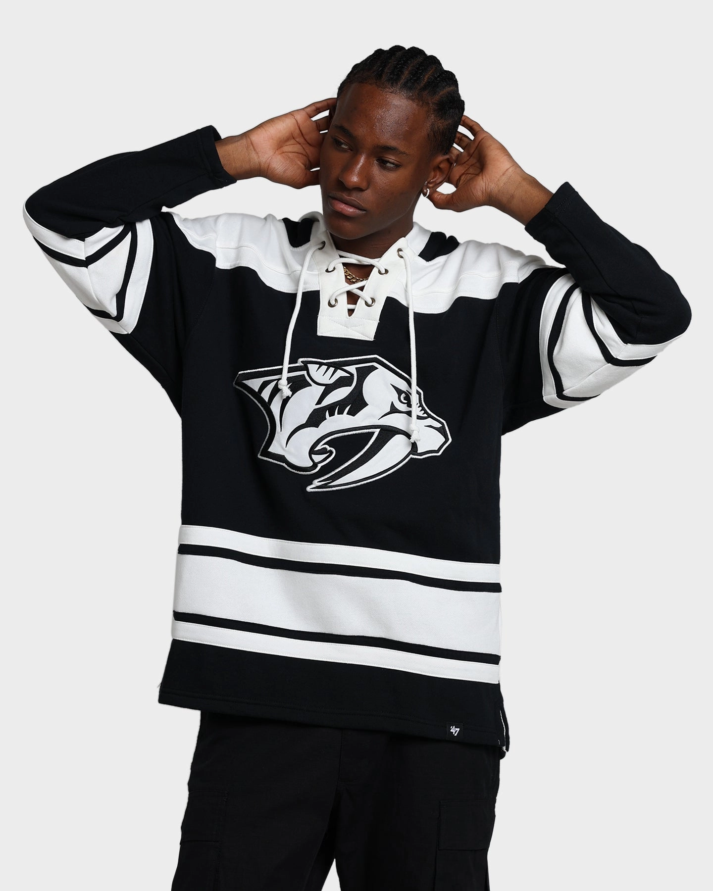 47 Brand Nashville Predators Superior Lacer Hoodie Jet Black Recycled Polyester Classic Jacket