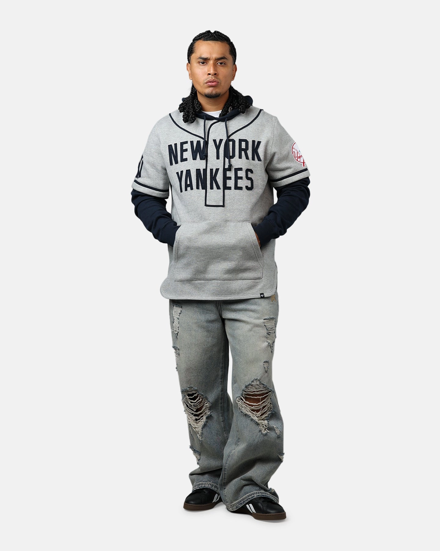 47 Brand New York Yankees Game Hoodie Grey/Navy Ergonomic Fit Beach