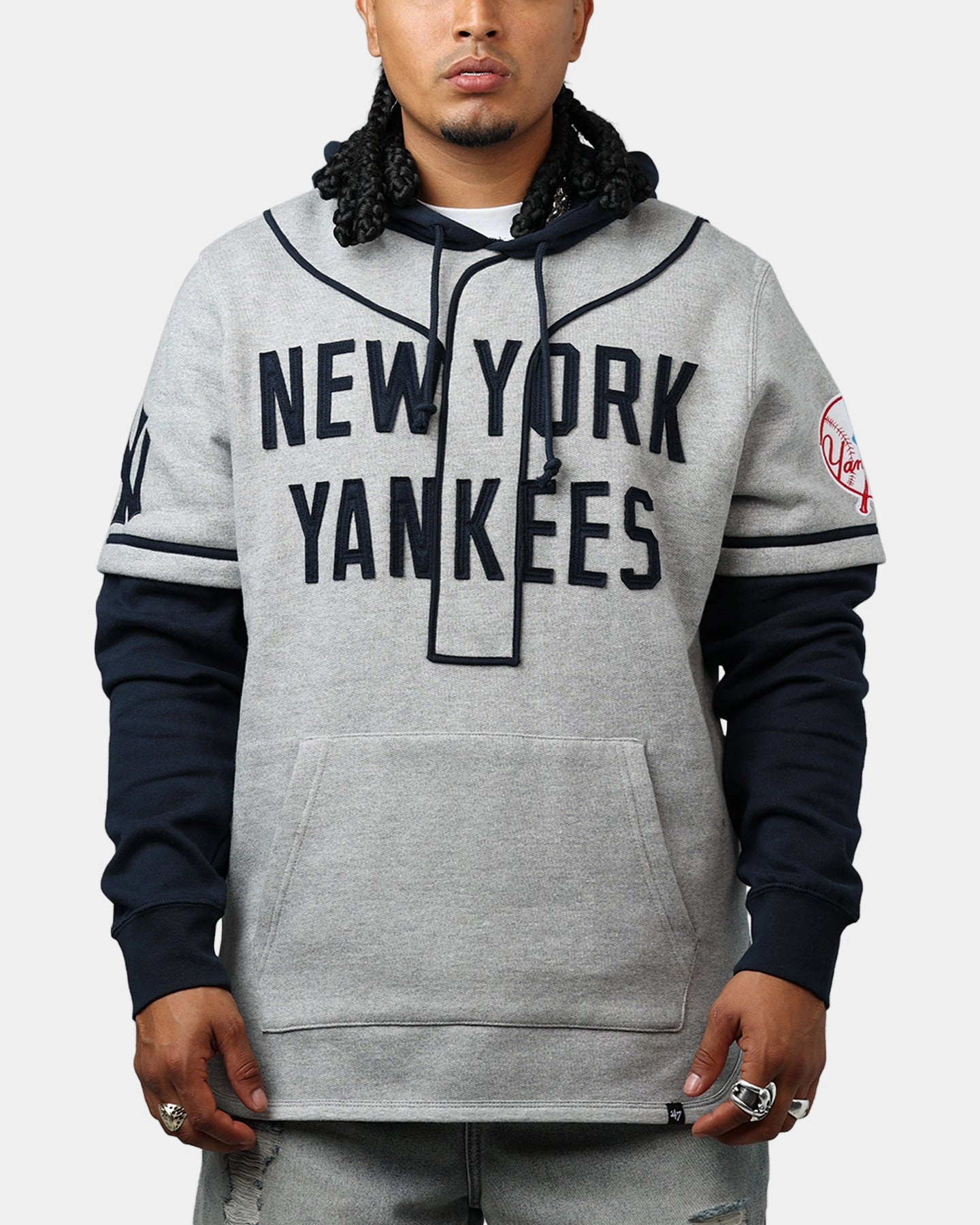 47 Brand New York Yankees Game Hoodie Grey/Navy Lightweight insulation Anti Static Finish