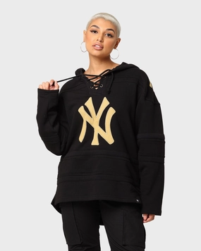 Adjustable Cuffs Sporty Look 47 Brand New York Yankees Superior Lacer Hoodie Black/Gold