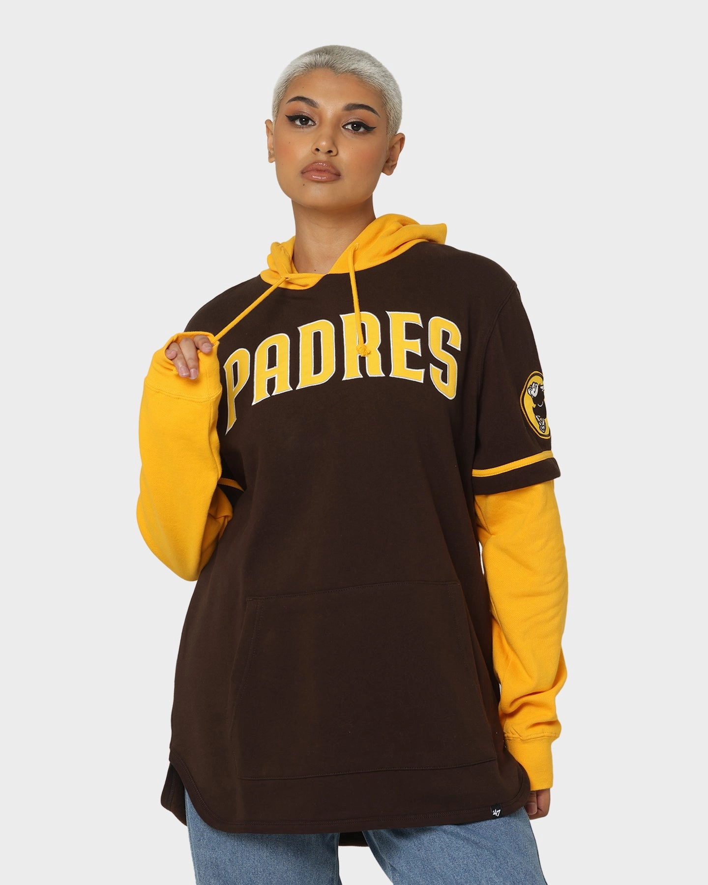 47 Brand San Diego Padres Shortstop Hoodie Brown Lightweight Shield Danger