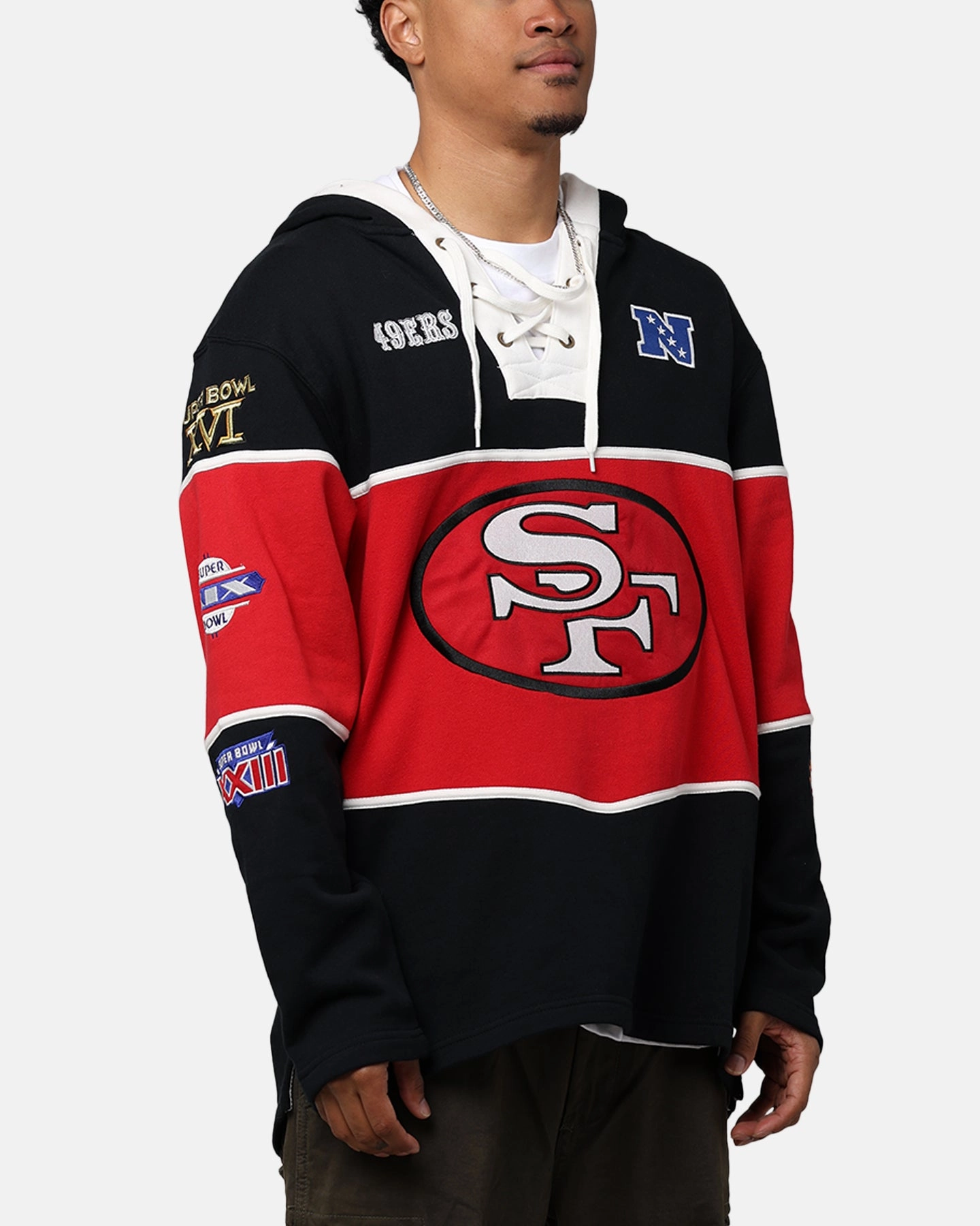 Performance Wear Detachable Collar 47 Brand San Francisco 49ers Super Bowl Gridiron Lacer Hoodie Jet Black