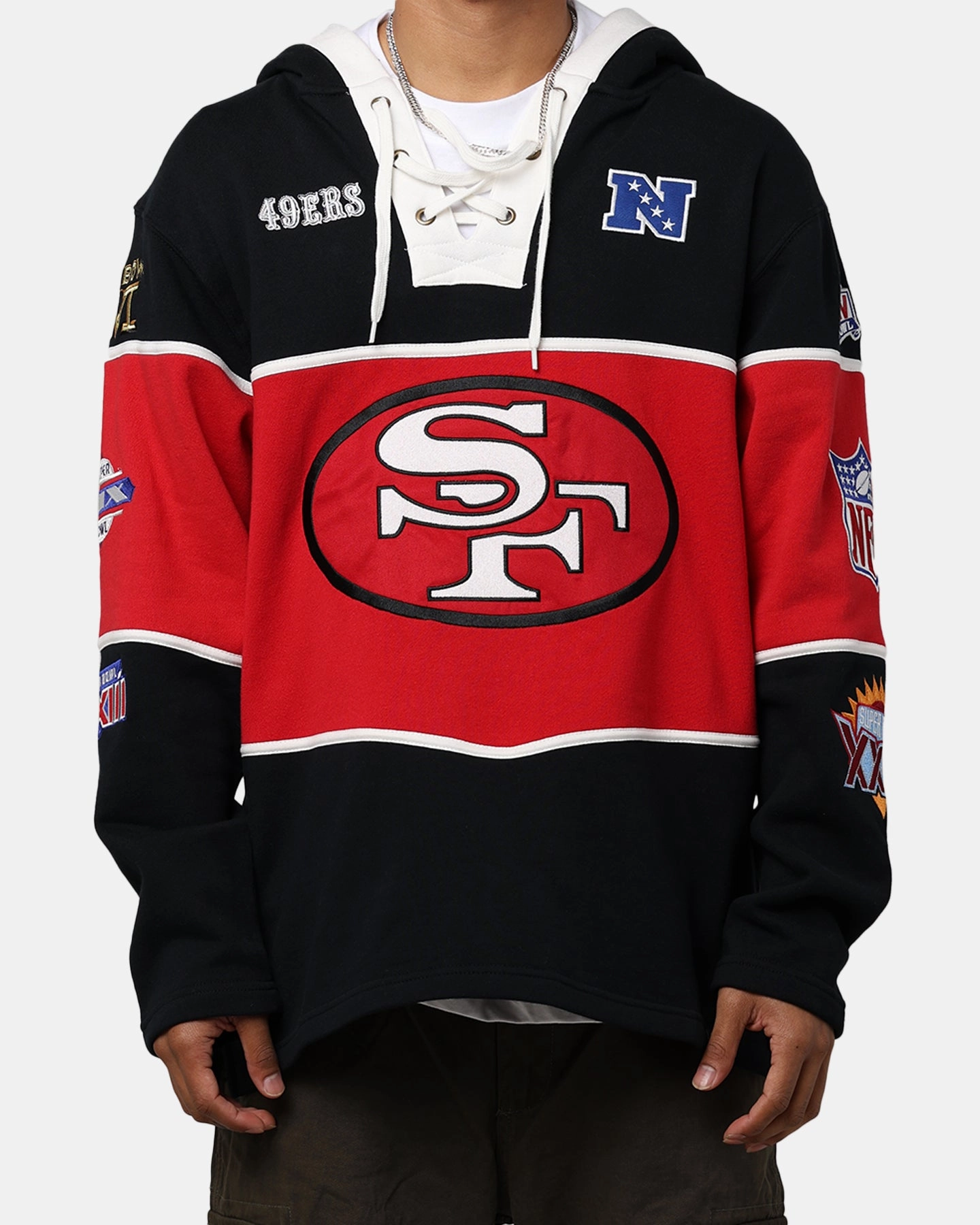 47 Brand San Francisco 49ers Super Bowl Gridiron Lacer Hoodie Jet Black suitable for weekend getaways