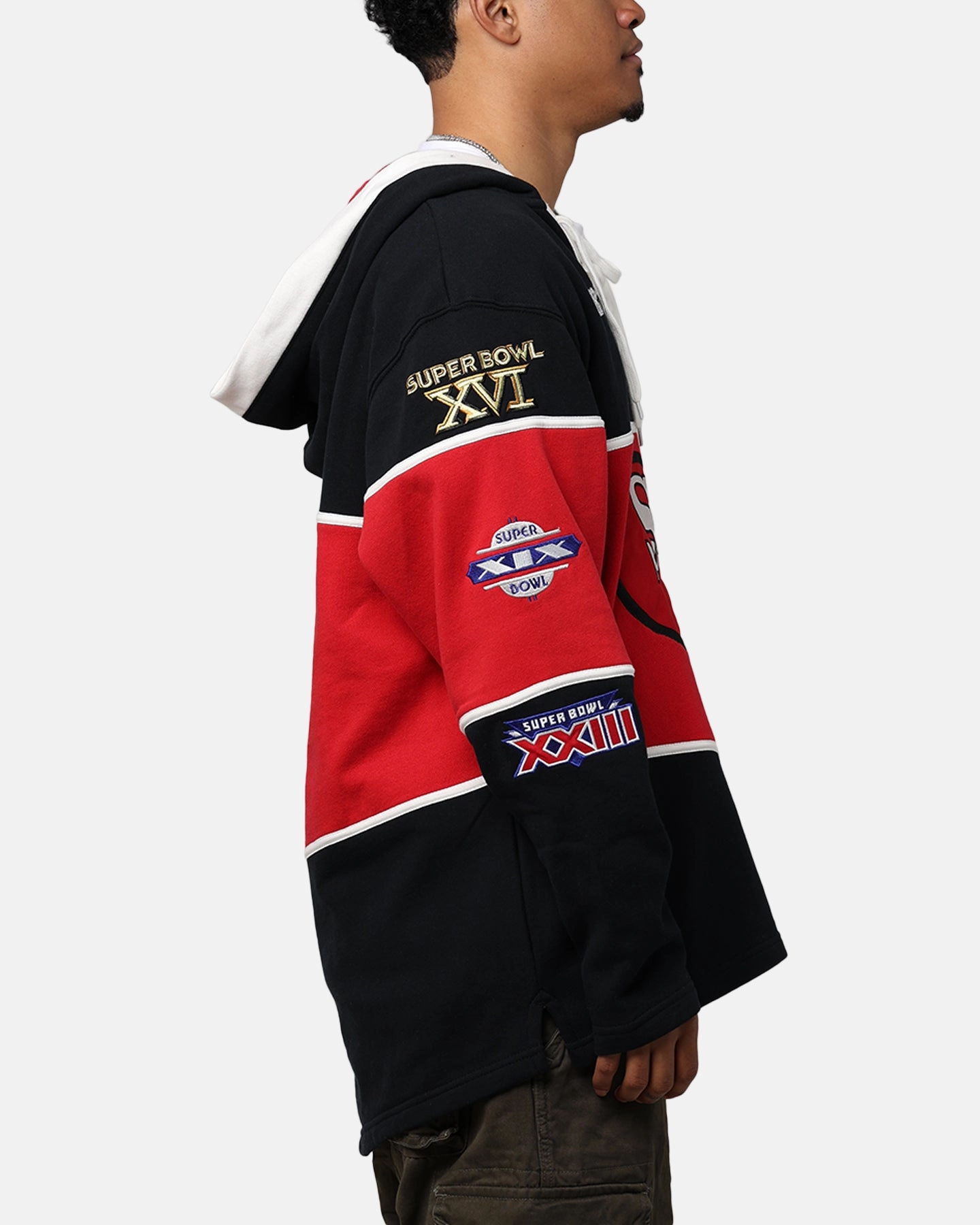 Mesh Backed Hood 47 Brand San Francisco 49ers Super Bowl Gridiron Lacer Hoodie Jet Black