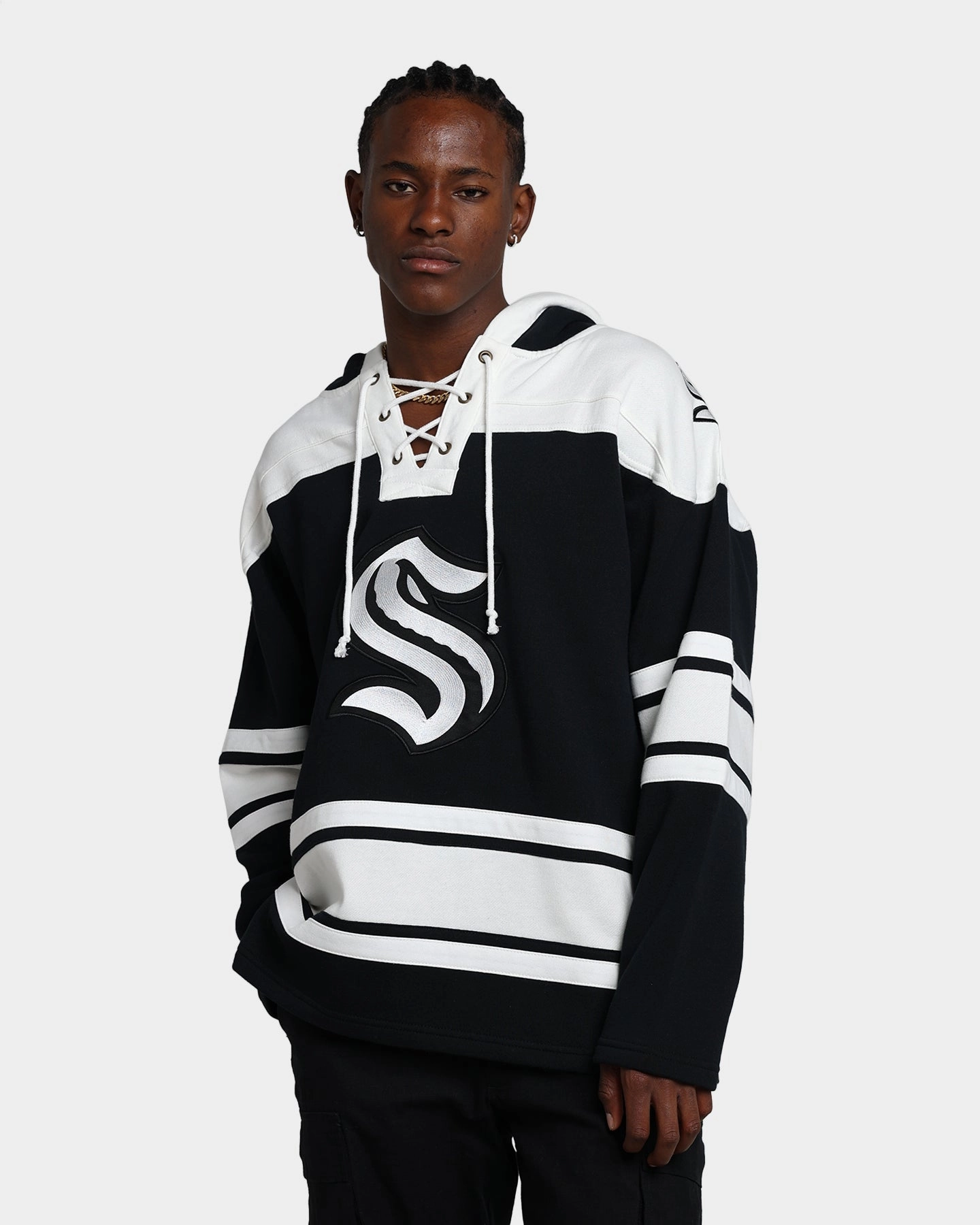 Reflective 47 Brand Seattle Kraken Superior Lacer Hoodie Jet Black
