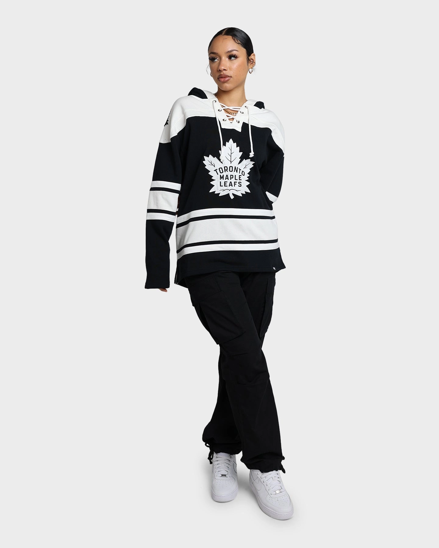 47 Brand Toronto Maple Leafs Superior Lacer Hoodie Jet Black ReversibleStyle Portray