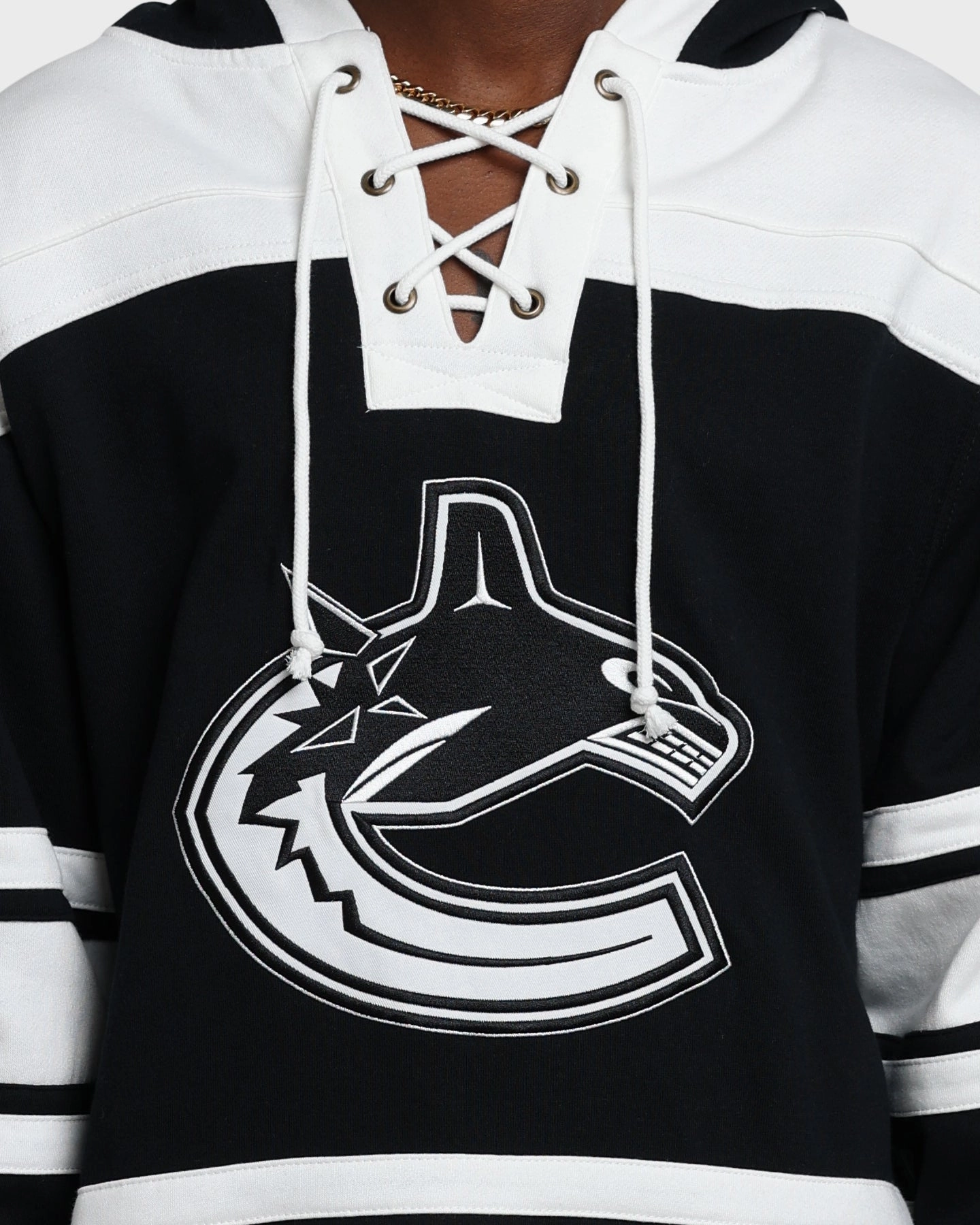 47 Brand Vancouver Canucks Superior Lacer Hoodie Jet Black Fitted Mirror