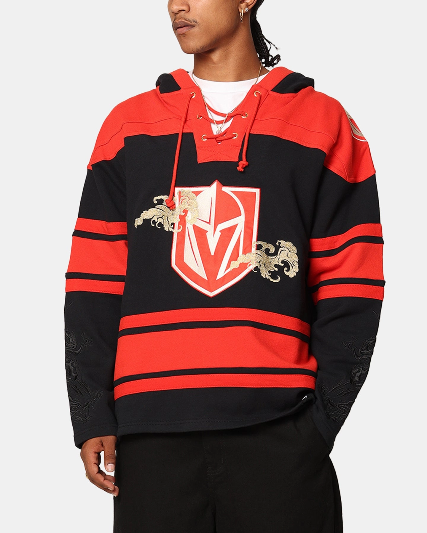 Street Fit Style Fashion Forward 47 Brand Vegas Golden Knights 'Year Of The Dragon' Lacer Hoodie Jet Black