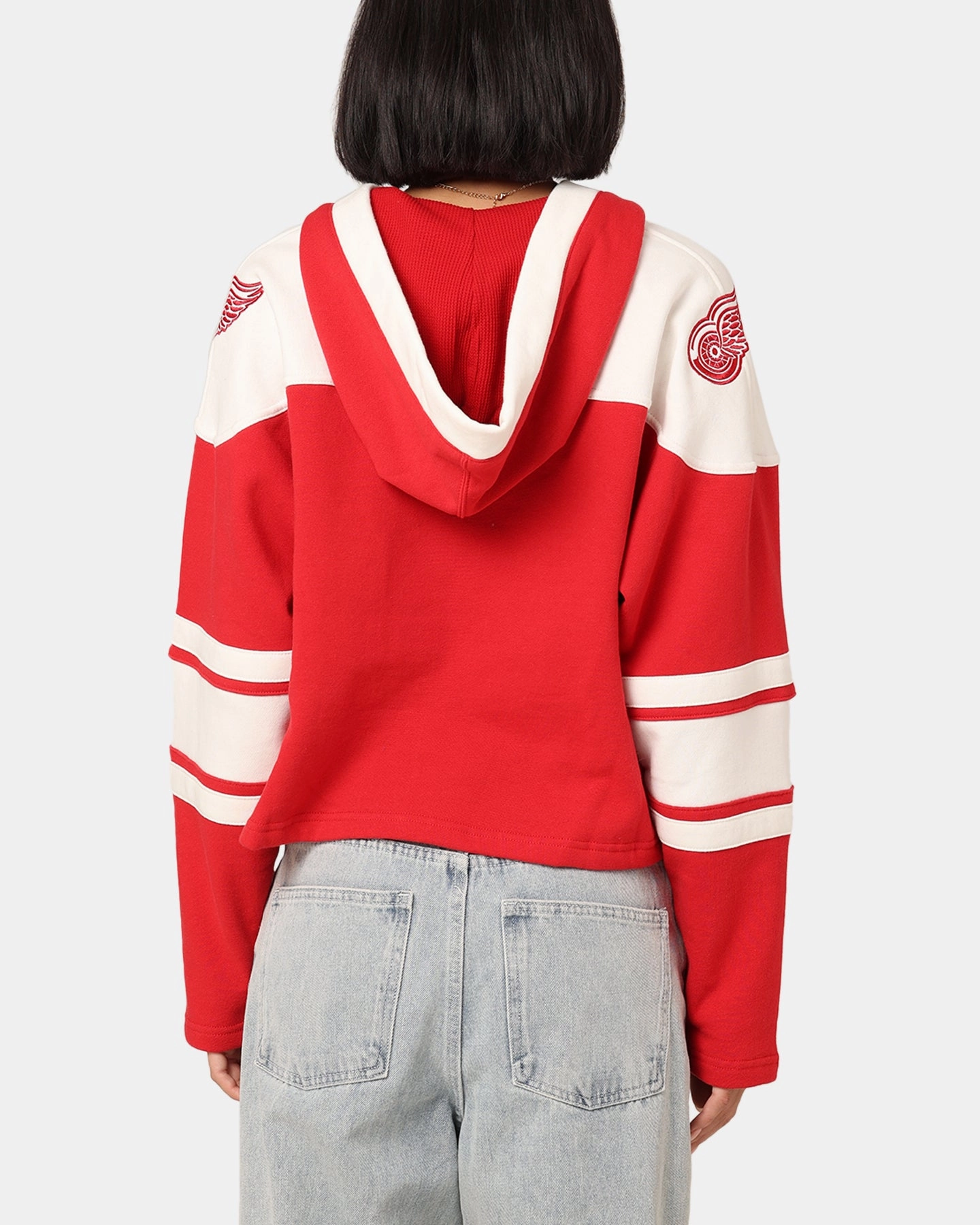 47 Brand Women's Detroit Red Wings Cropped Lacer Hoodie Red Adaptive Climate Control