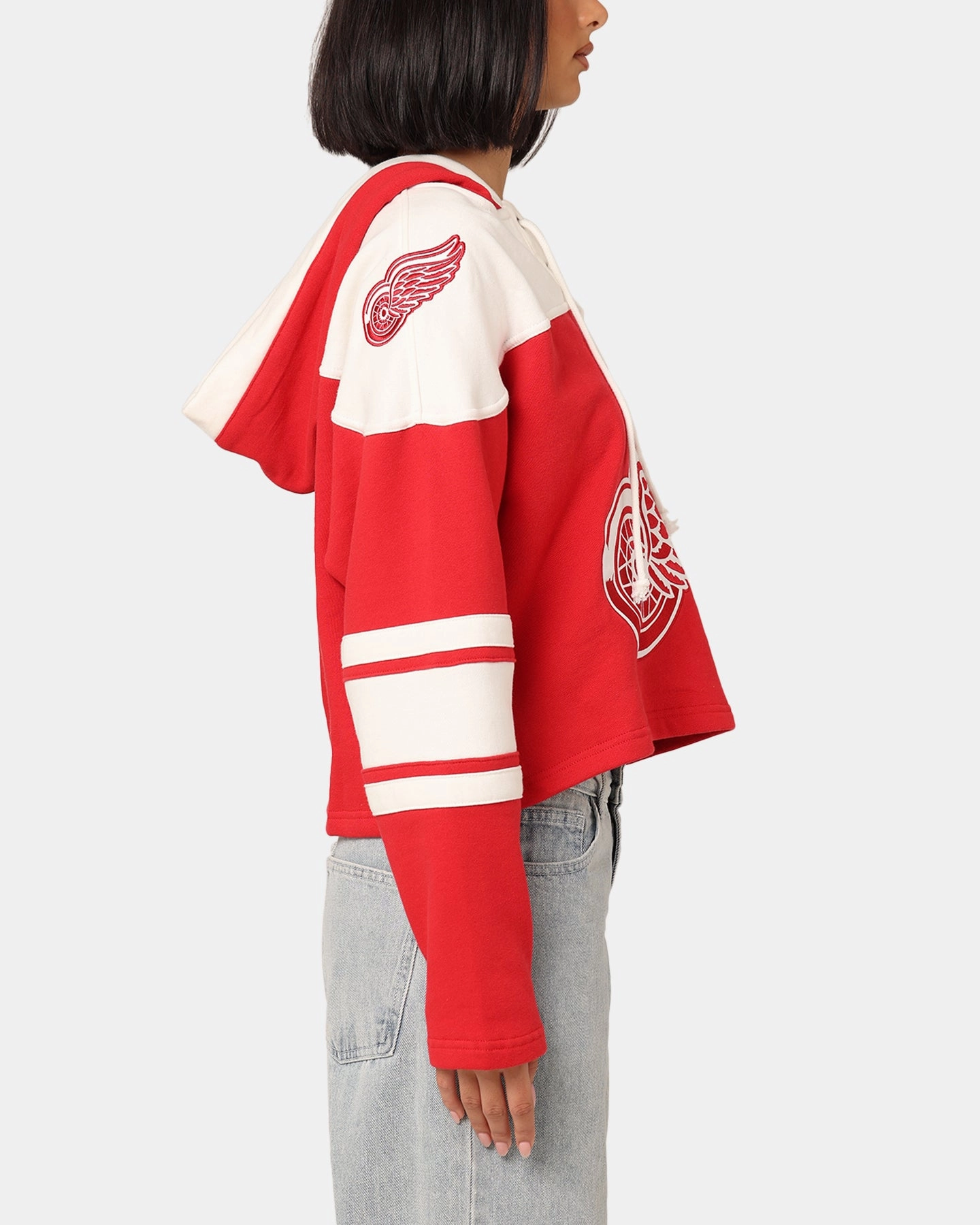 Wrinkle-Resistant 47 Brand Women's Detroit Red Wings Cropped Lacer Hoodie Red