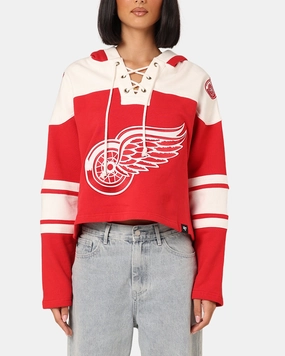47 Brand Women's Detroit Red Wings Cropped Lacer Hoodie Red Versatile Design Storage
