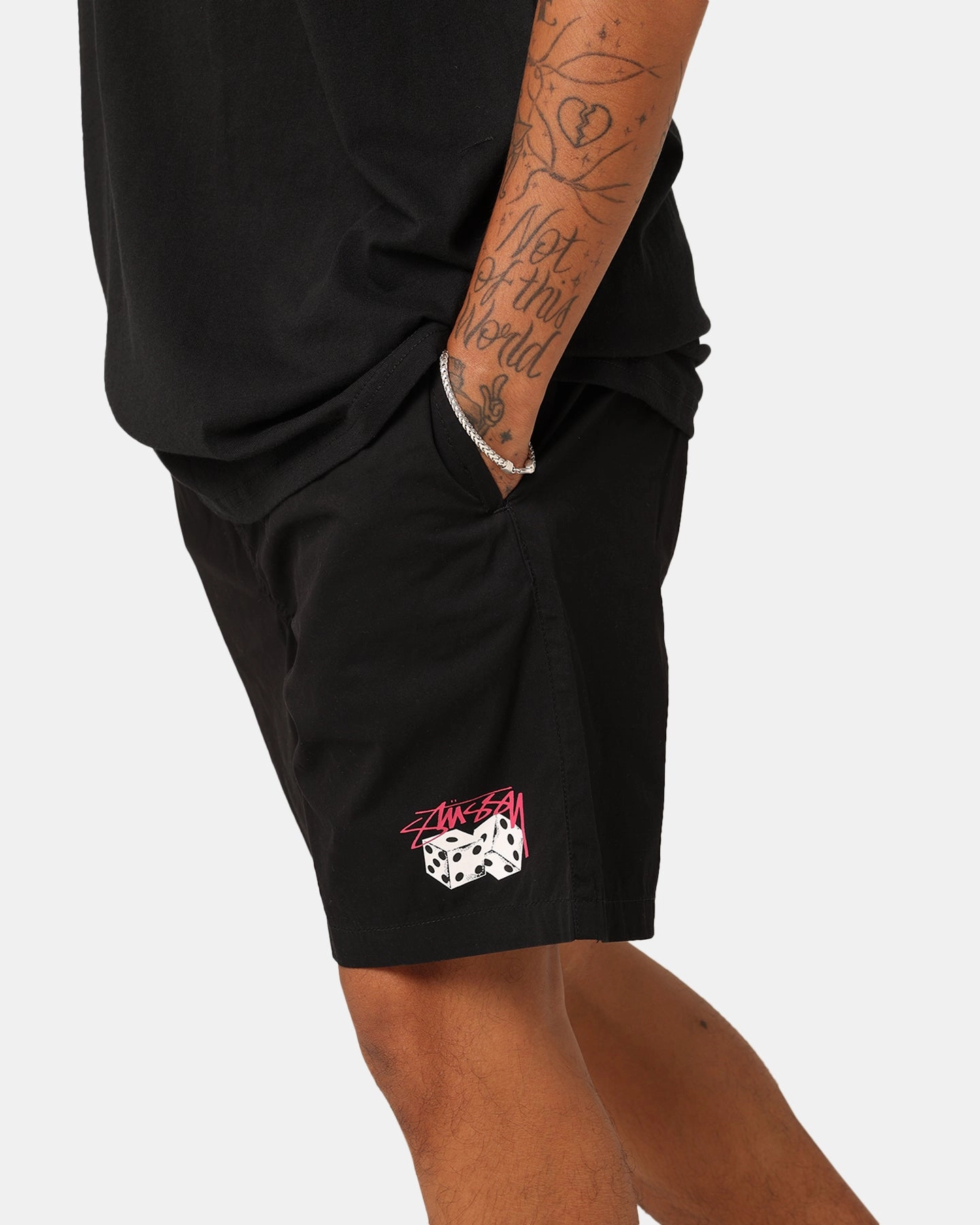 Moisture Wicking Lining Stussy Designs Dice Beach Shorts Black